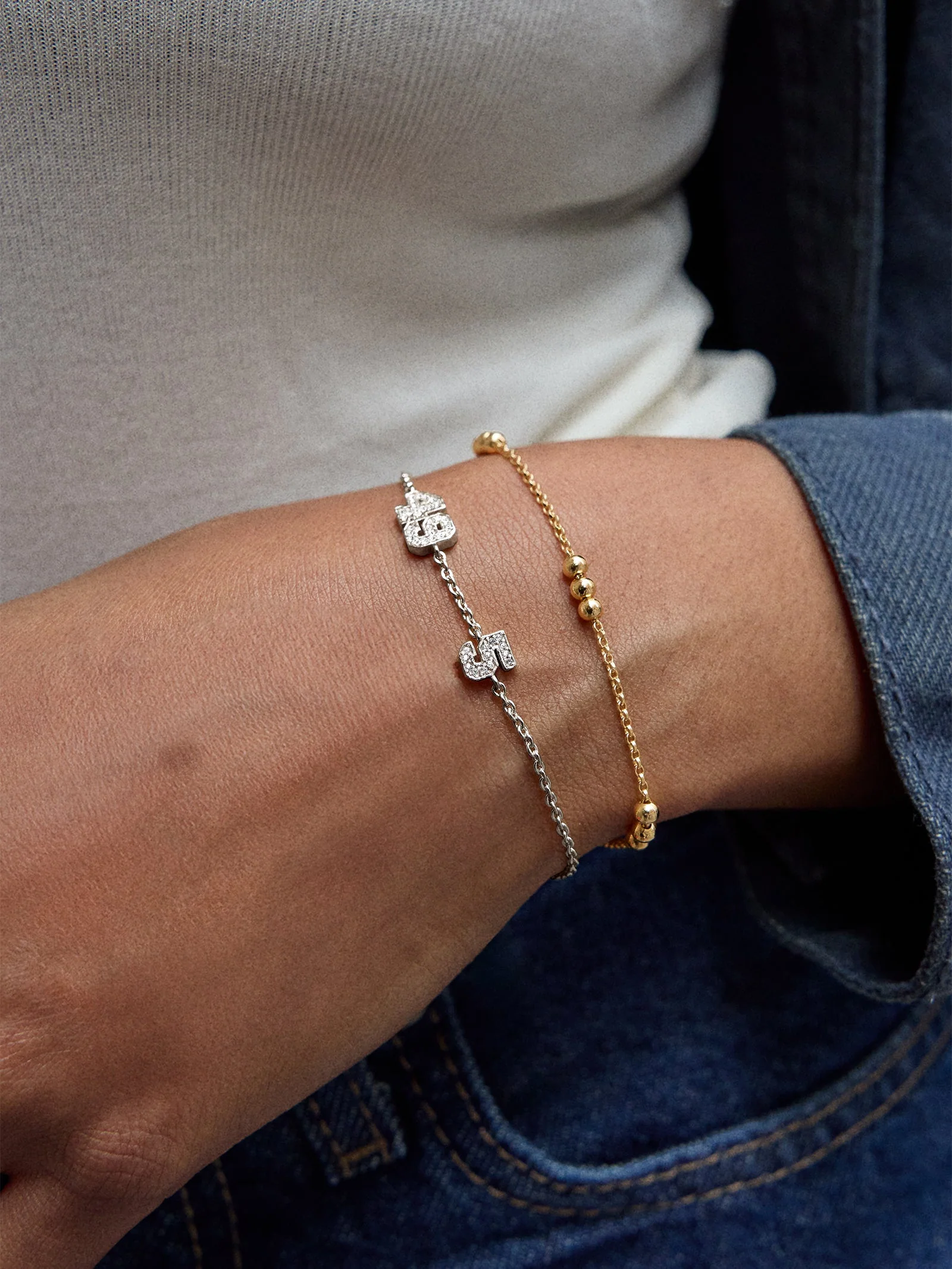 Varsity Number Custom Bracelet - One Silver Station