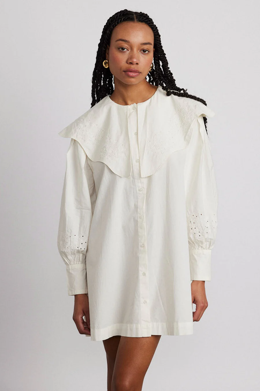 mimi mini dress - off white broderie - luluinthesky