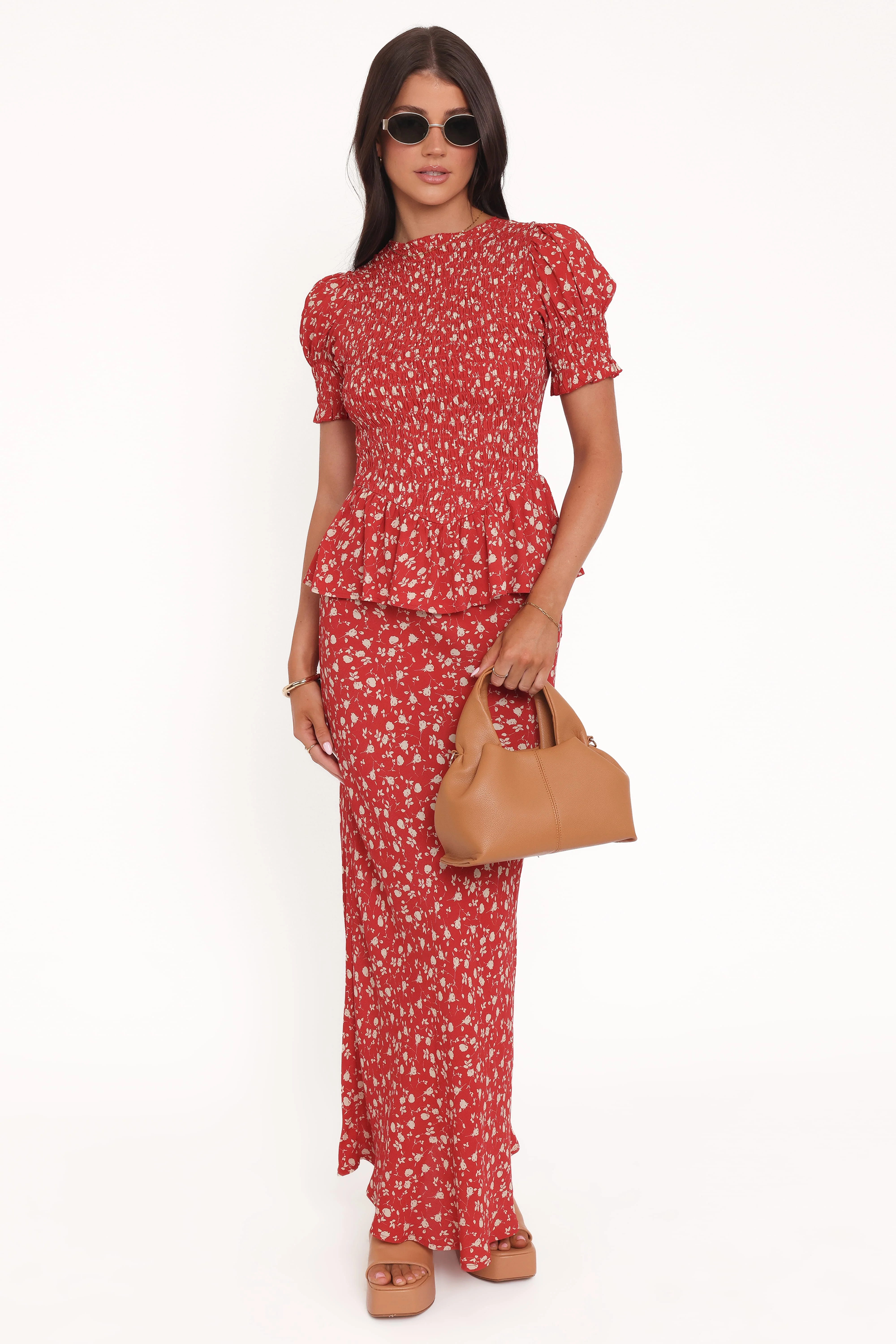 Zoella Peplum Top - Red Floral