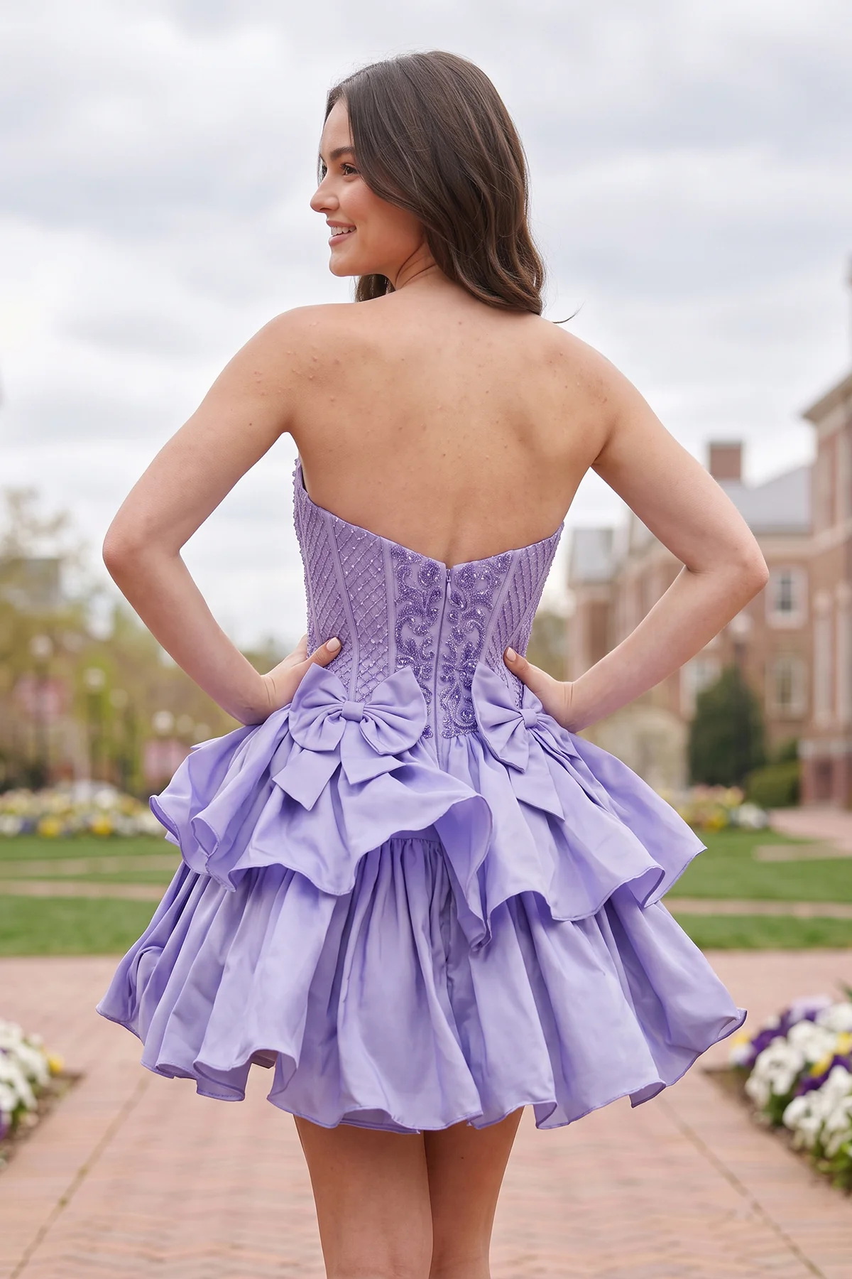 Lime Green - Strapless Sequins A-Line Homecoming Dress With Bow