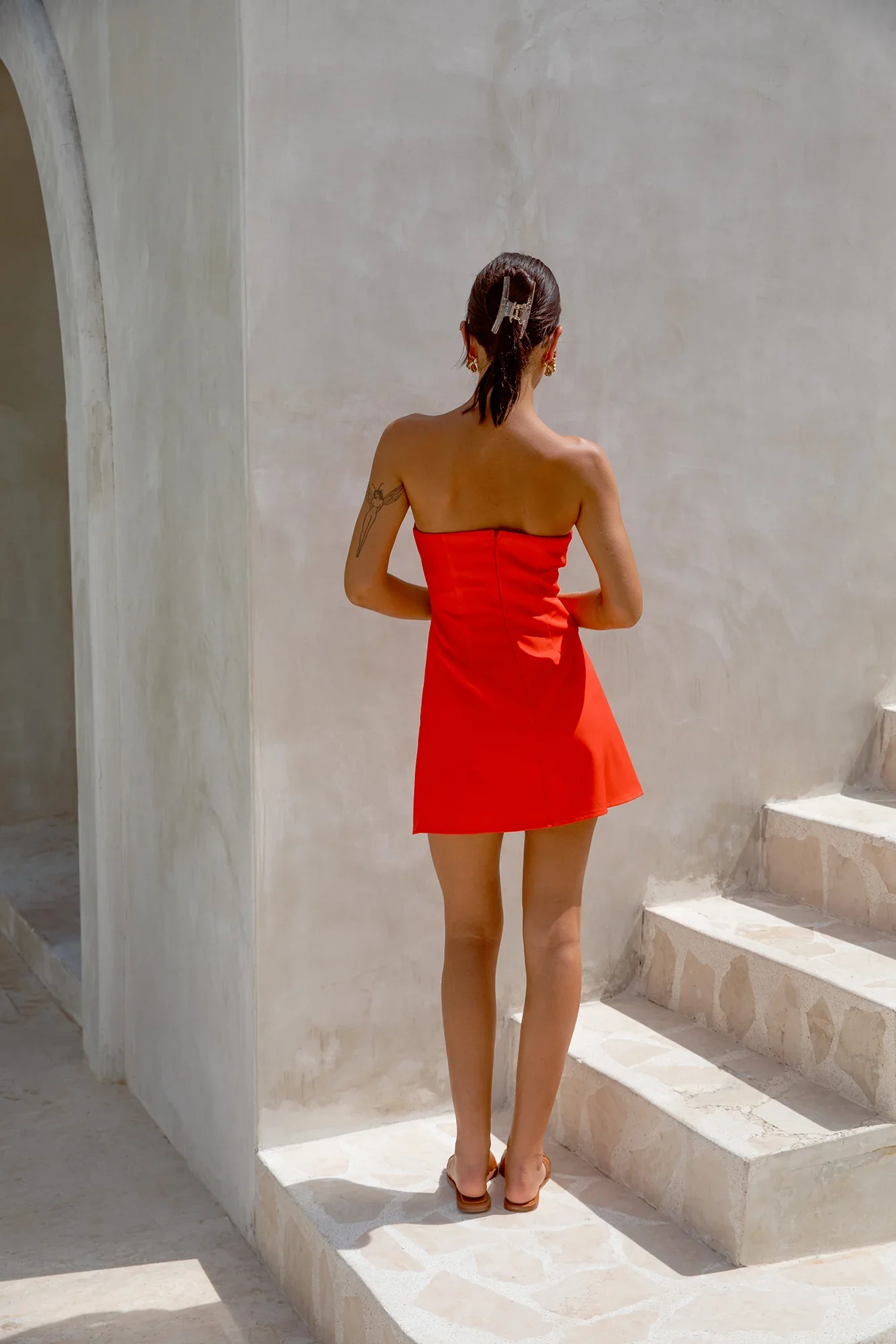 Island Indulgence Strapless Mini Dress Red