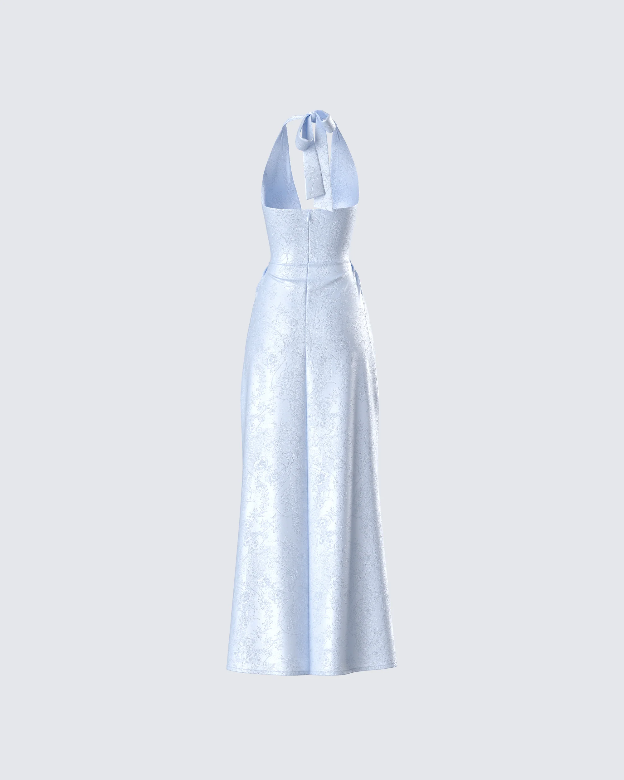 Xylah Baby Blue Rosette Maxi Dress