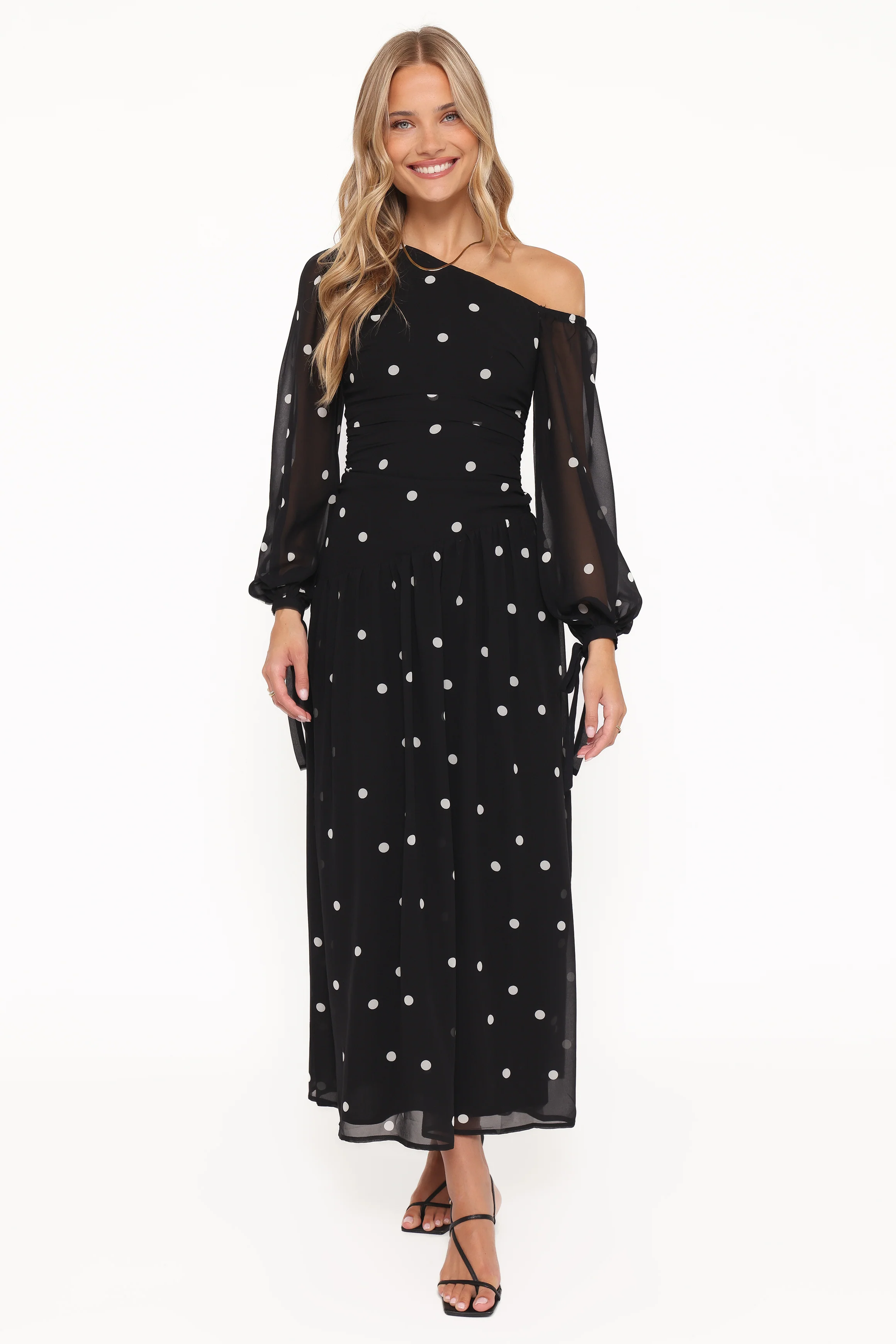 Levine Maxi Dress - Black Polka Dot