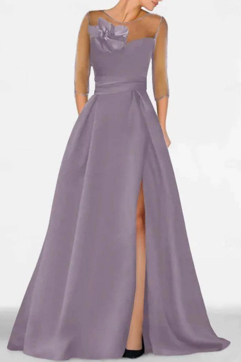 A Line Sweetheart 3/4 Sleeves High Split Mother Dresses CM0338