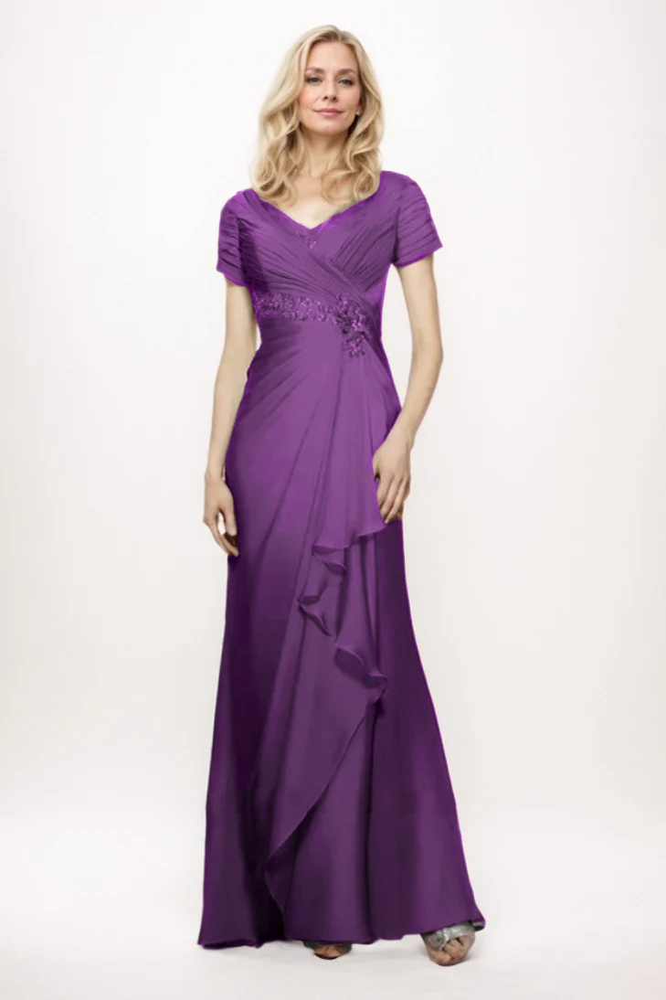 Sheath-Column Maxi Chiffon Mother Of The Bride Dress CM0277