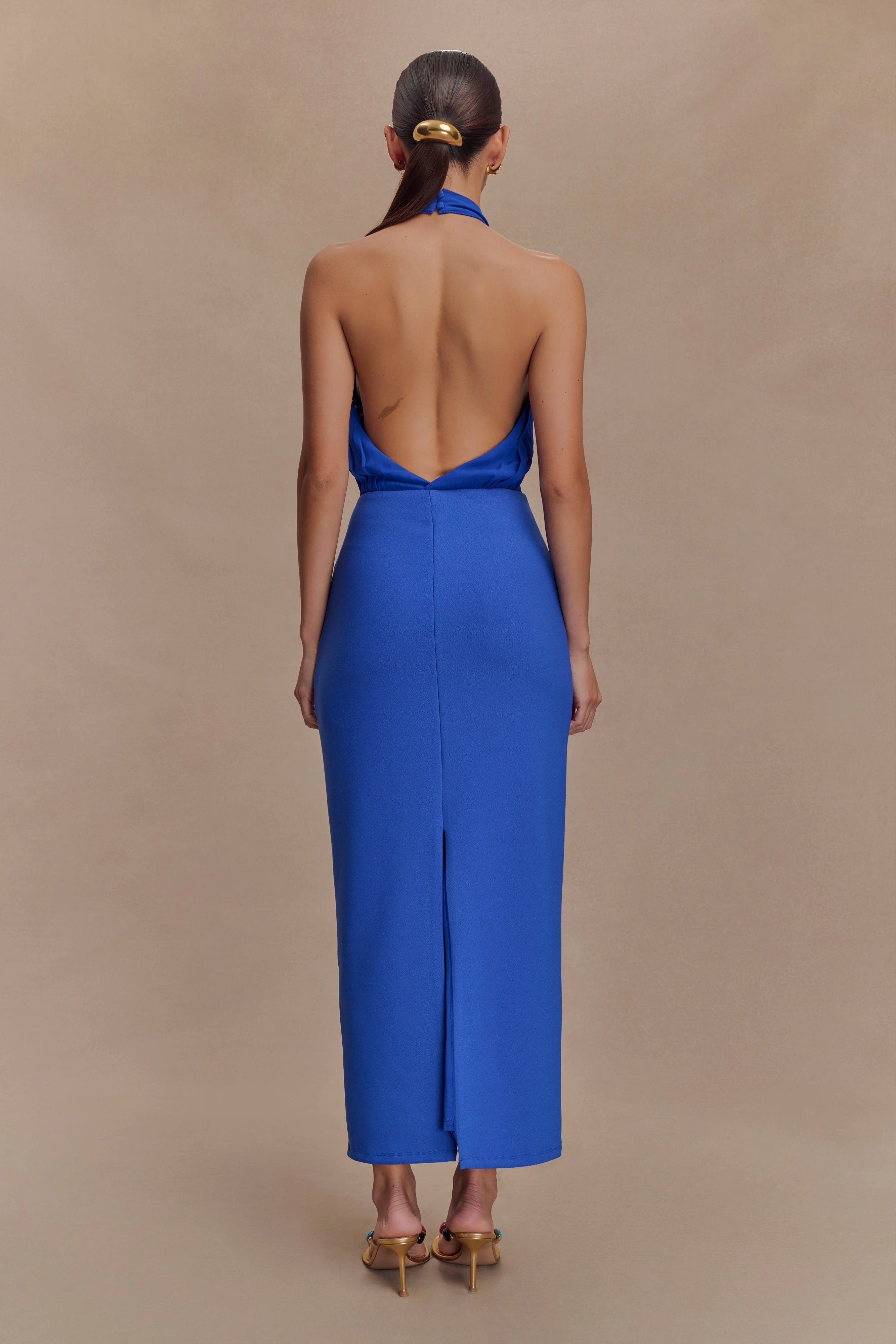 Mierah Halter Midi Dress - Cobalt Blue