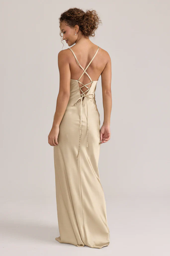 Ellapink Satin Dress | Ready To Ship | Gold Champagne