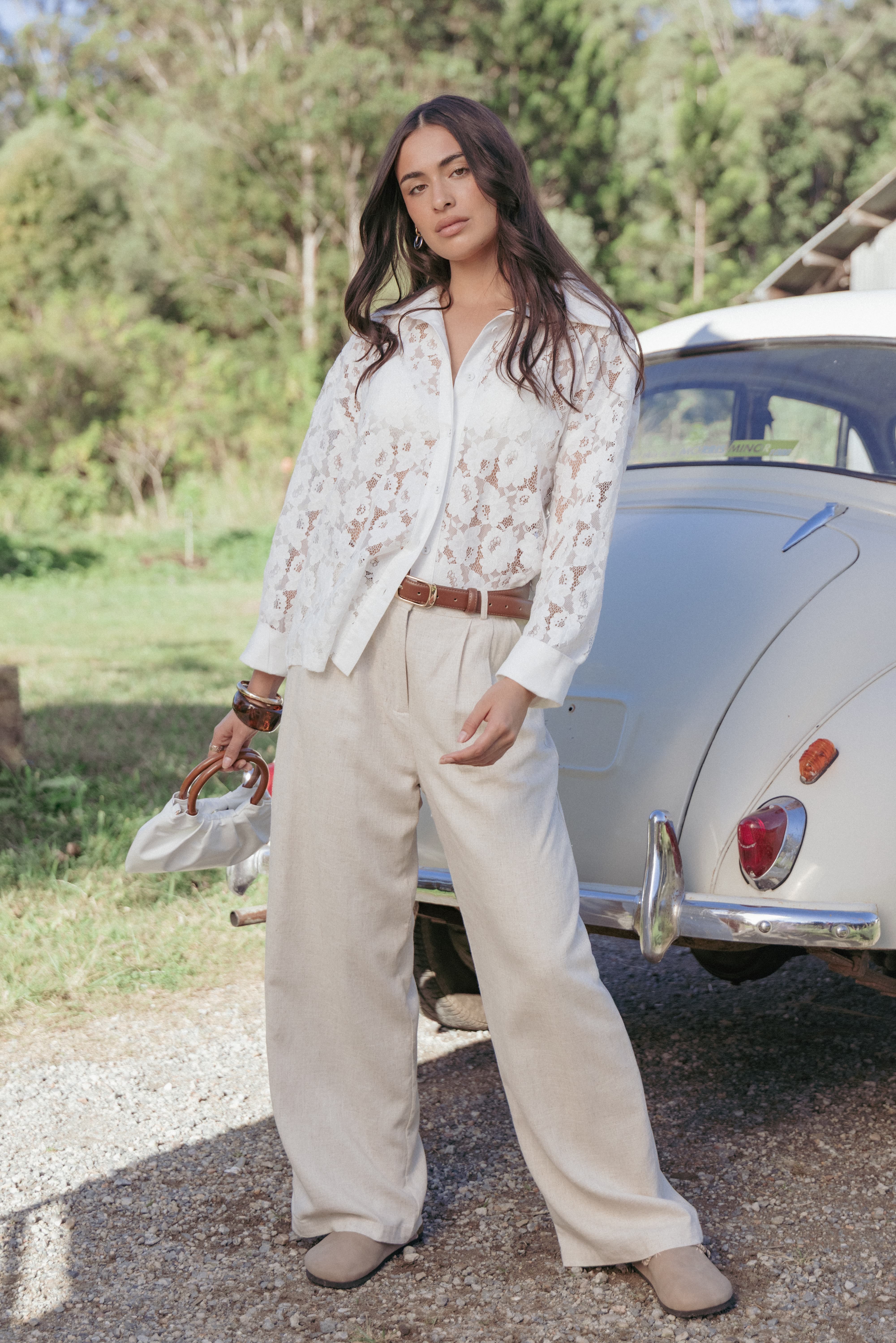 Carol Lace Shirt - White