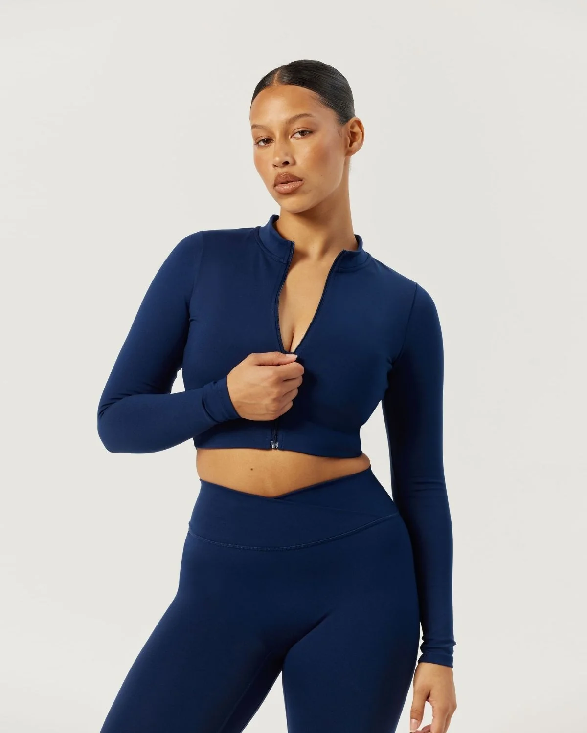 Serenity Cropped Zip Jacket | Navy