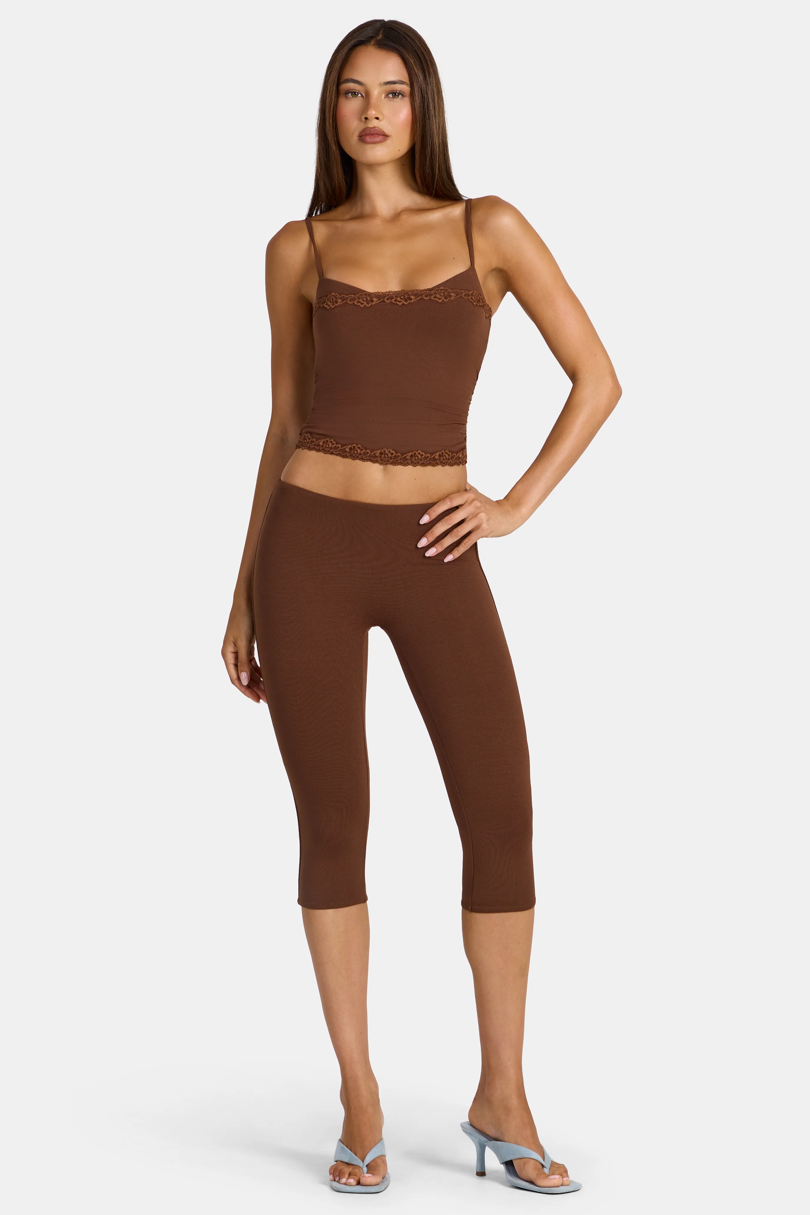 Modal Capri Leggings in Cocoa Brown