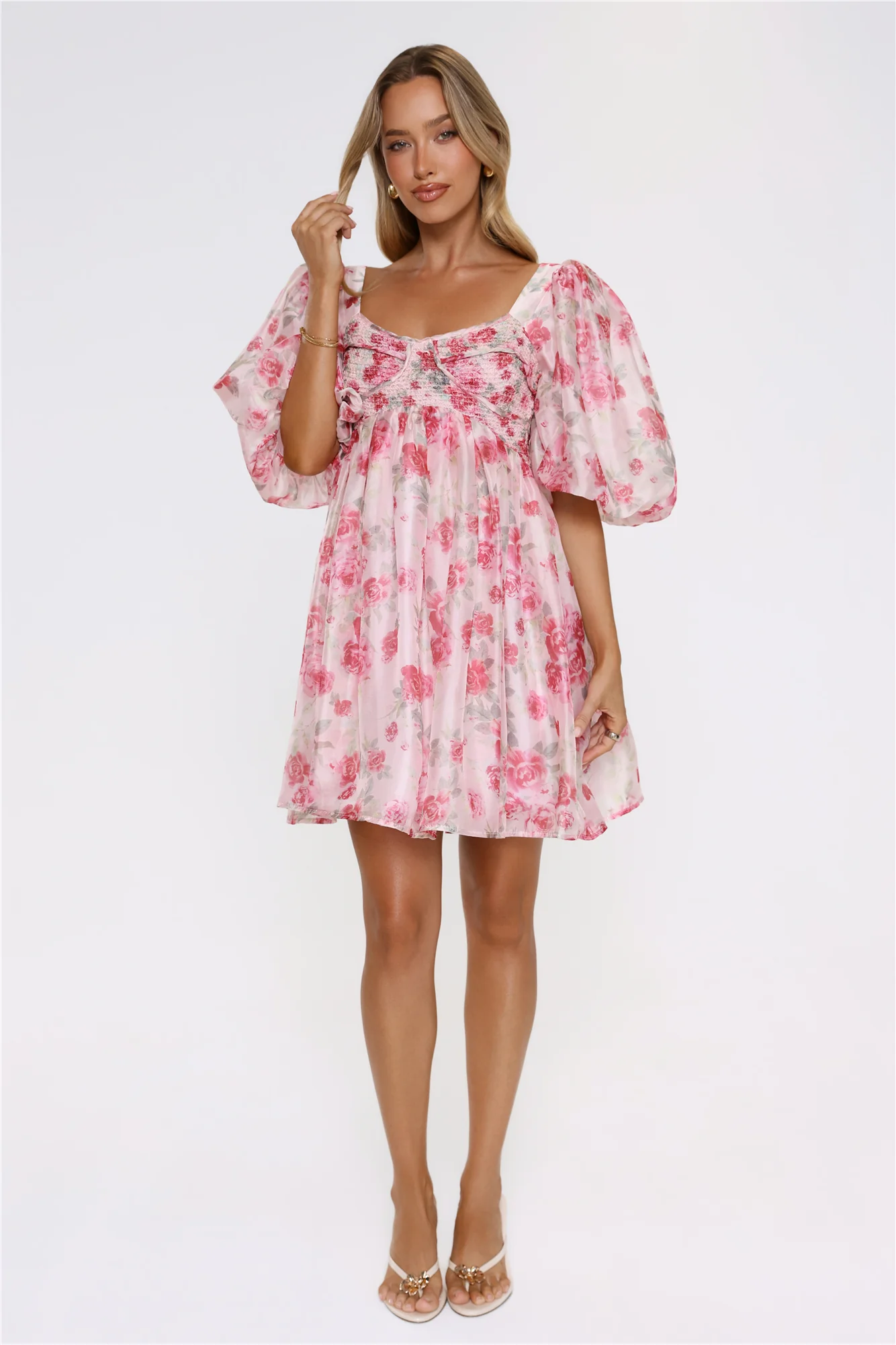 Free To Be Puff Sleeve Floral Mini Dress Pink