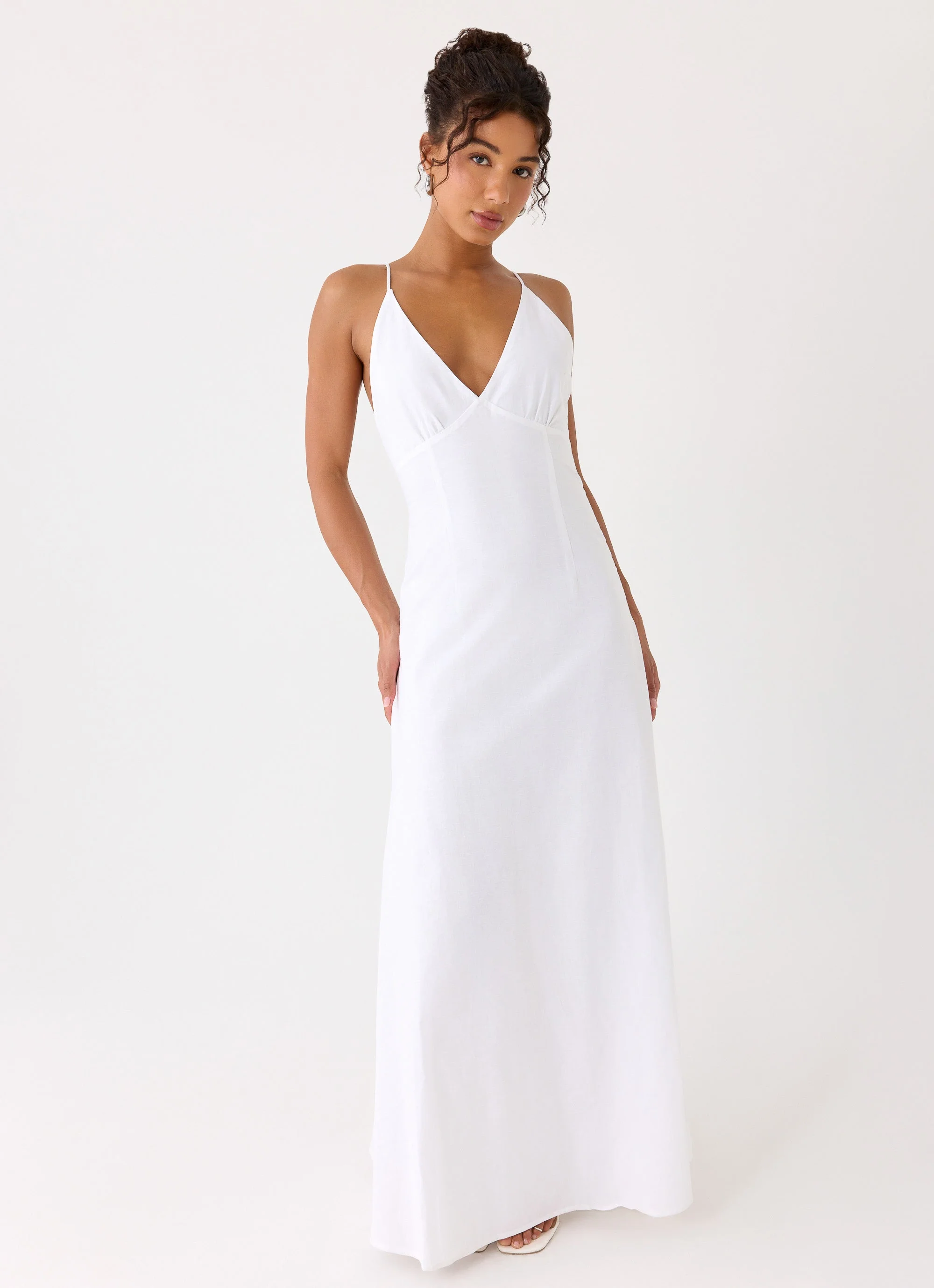 Calianna Linen Maxi Dress - White