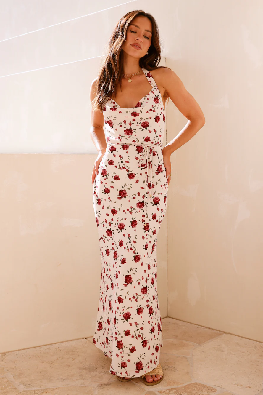 Romanticise Halter Maxi Dress Pink