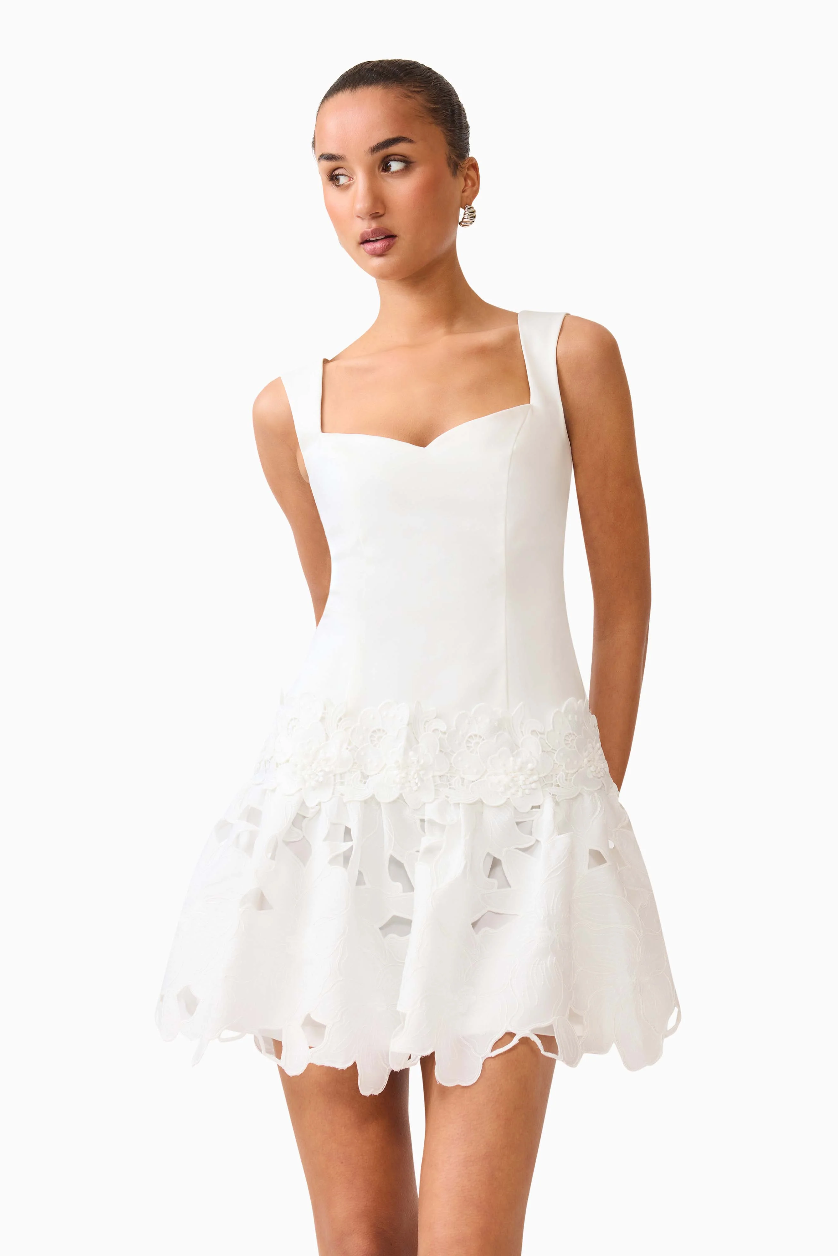 Elizabeth A-Line Mini Dress in White