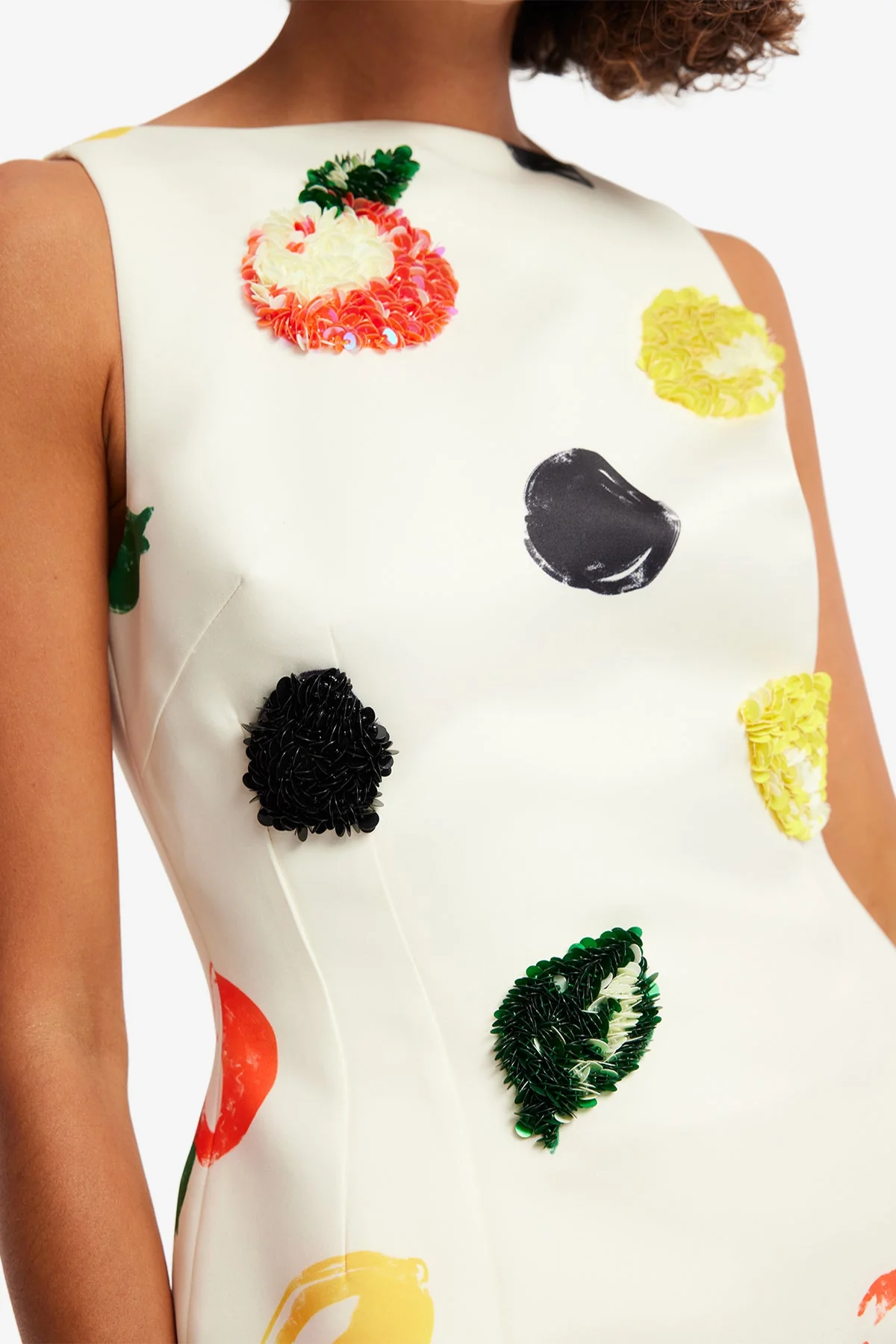Ali Embellished Boat Neck Mini Dress - Citrus Spots