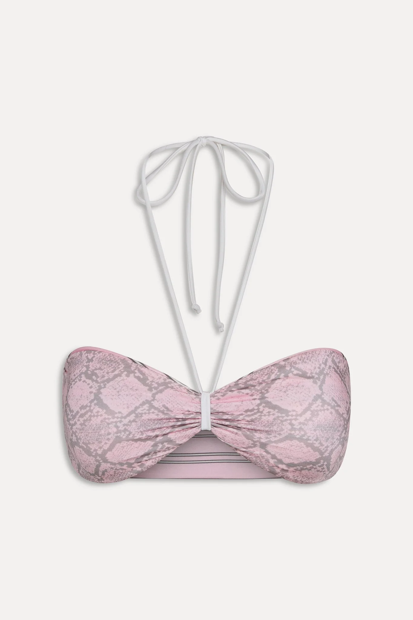 Rumi Reversible Satin Bikini Top - Pink Stripe
