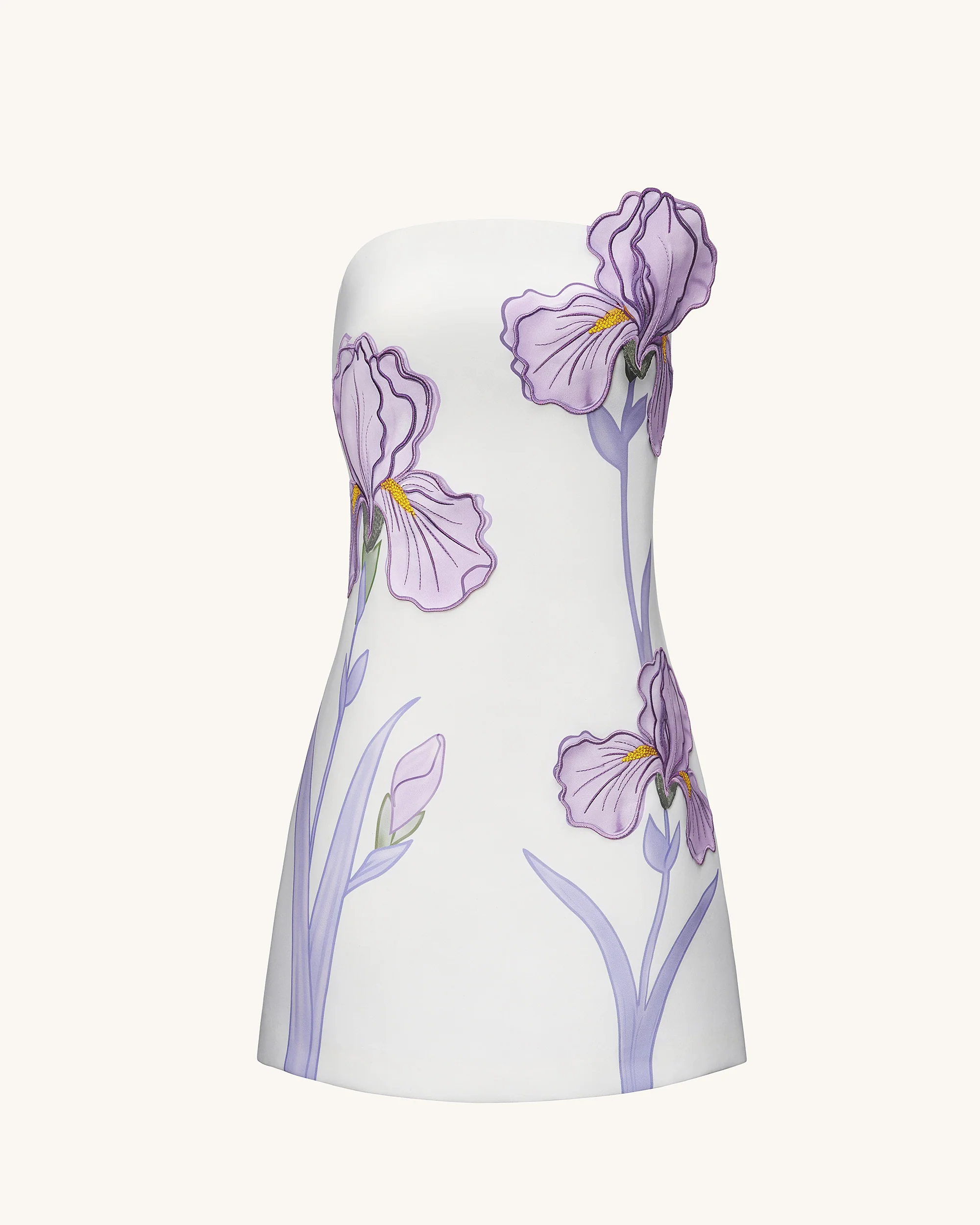 Iris Floral Print Strapless Dress - White
