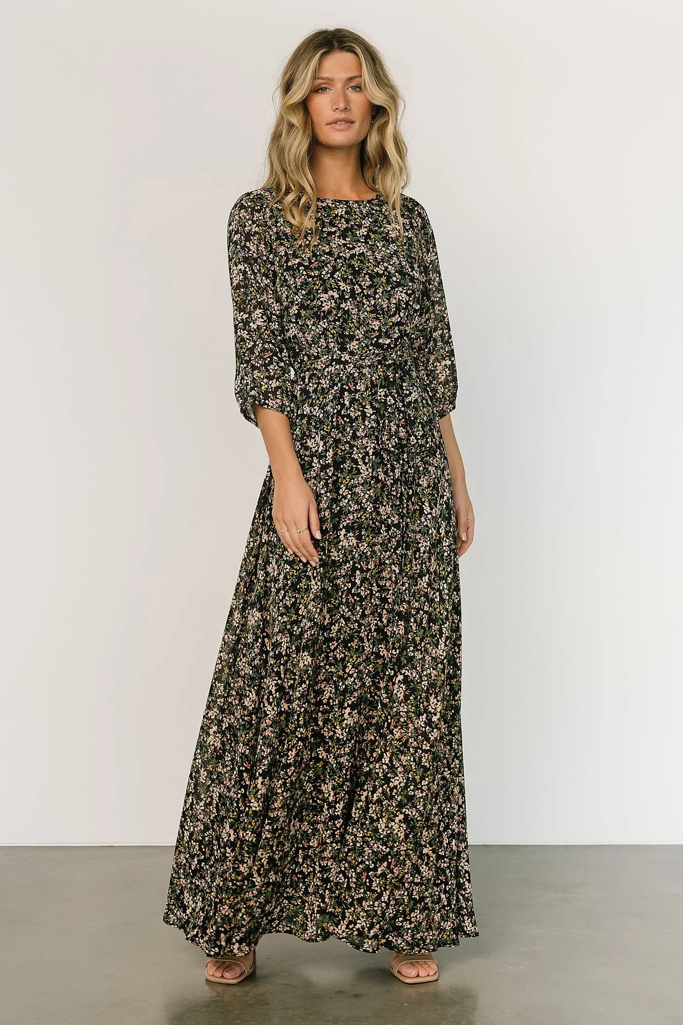 Rebecca Maxi Dress | Black Floral