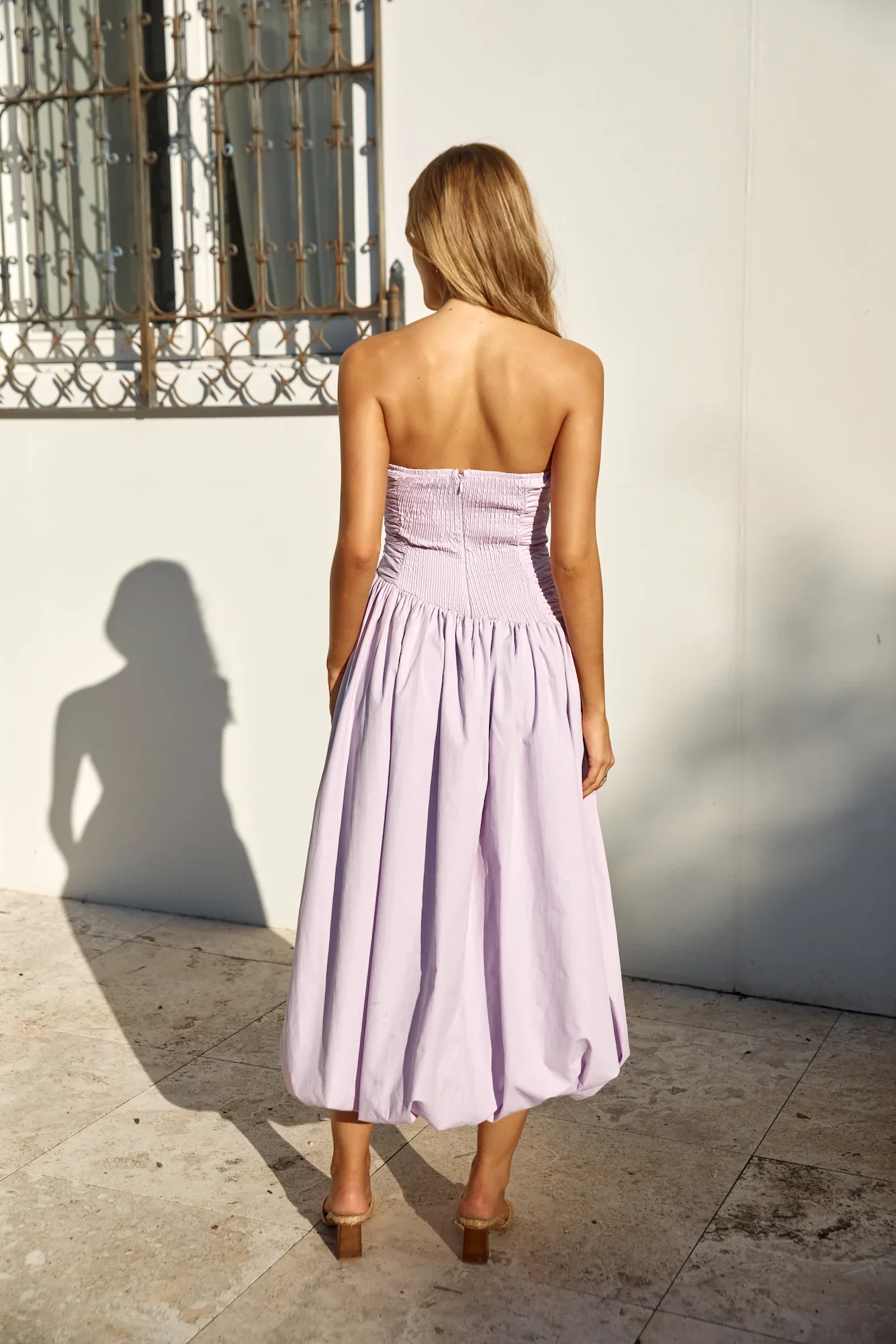 See You Tonight Bubble Hem Midi Dress Lilac