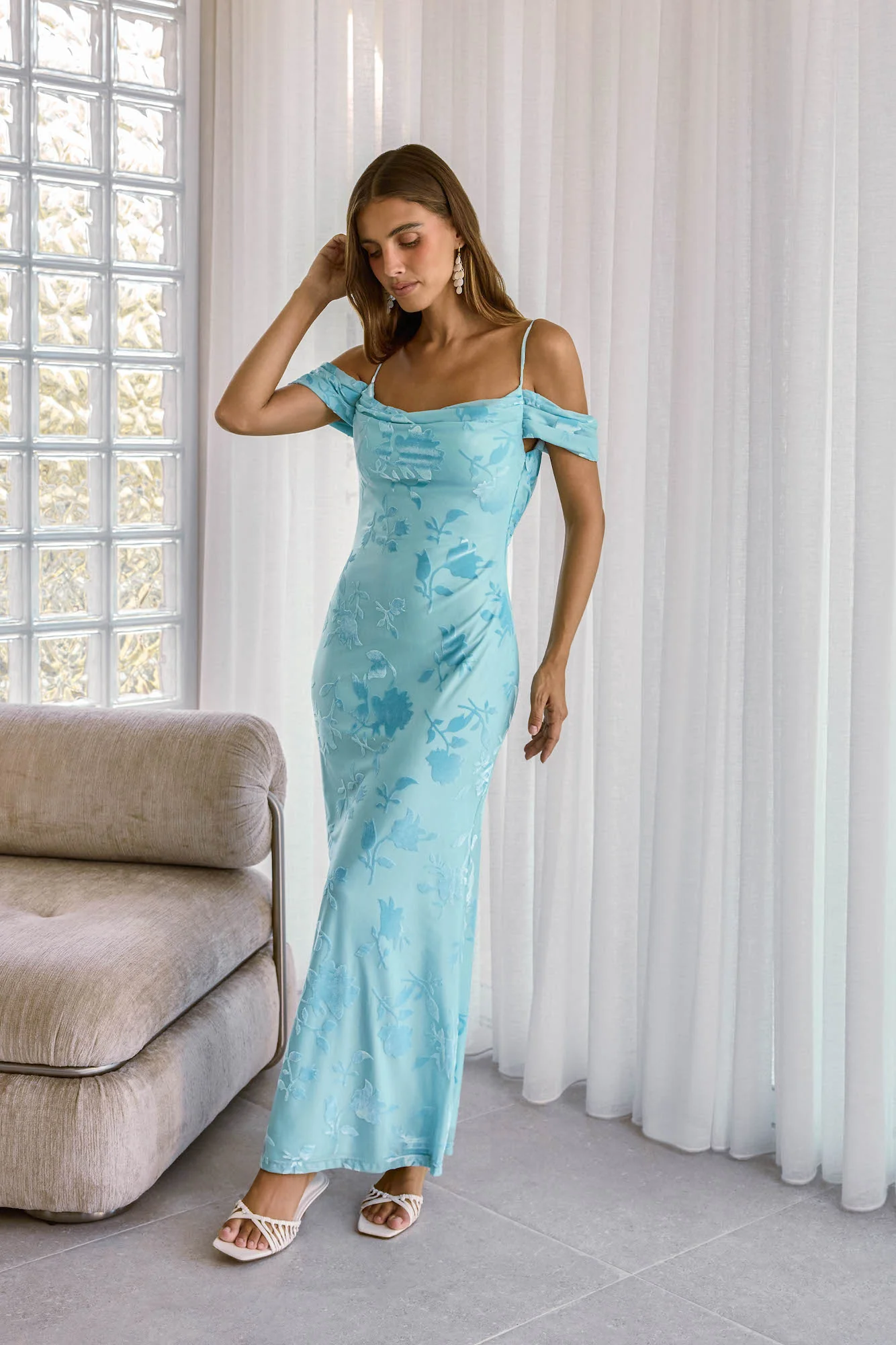 In The Front Maxi Dress Blue - luluinthesky