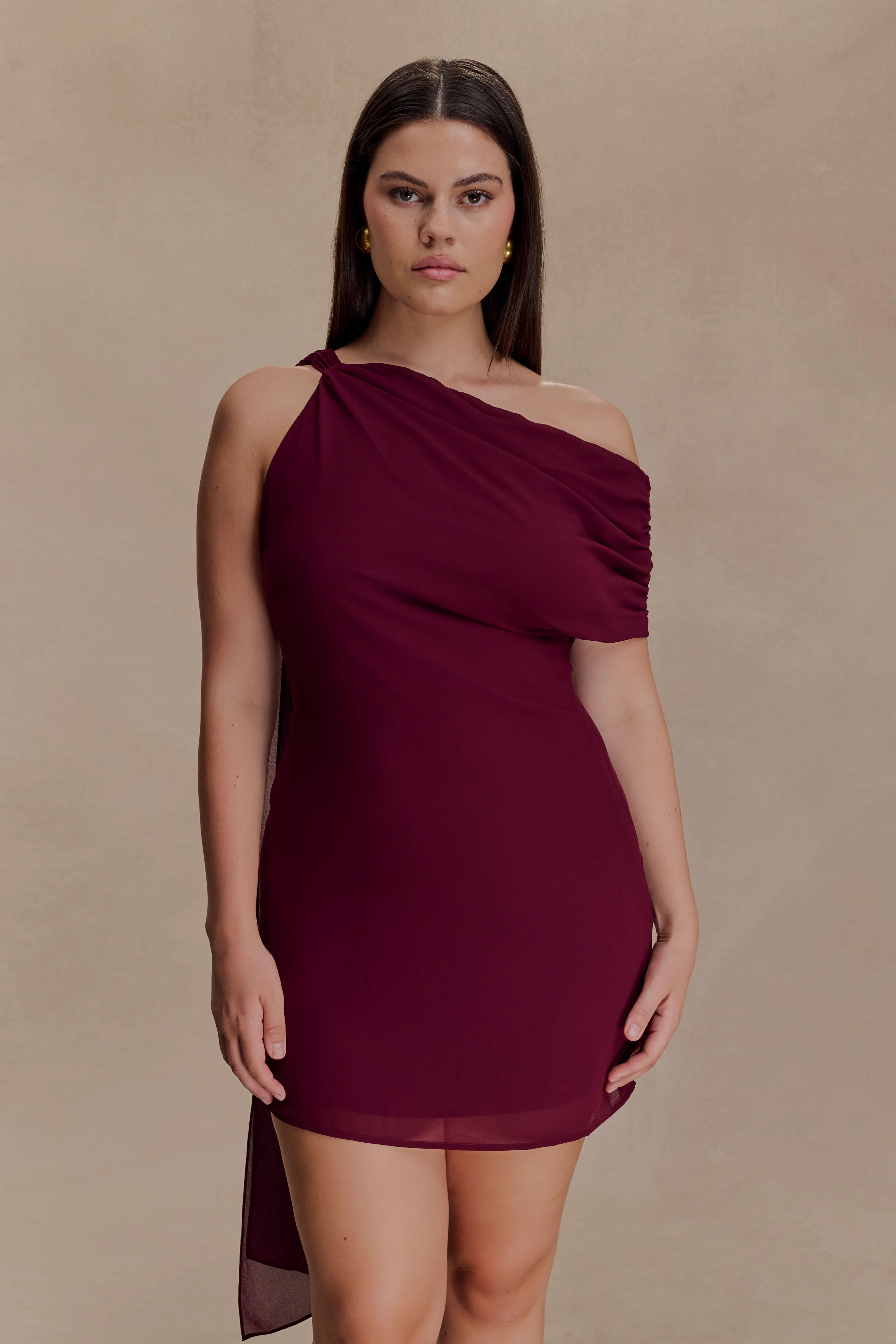 Daisie Chiffon Mini Dress - Wine