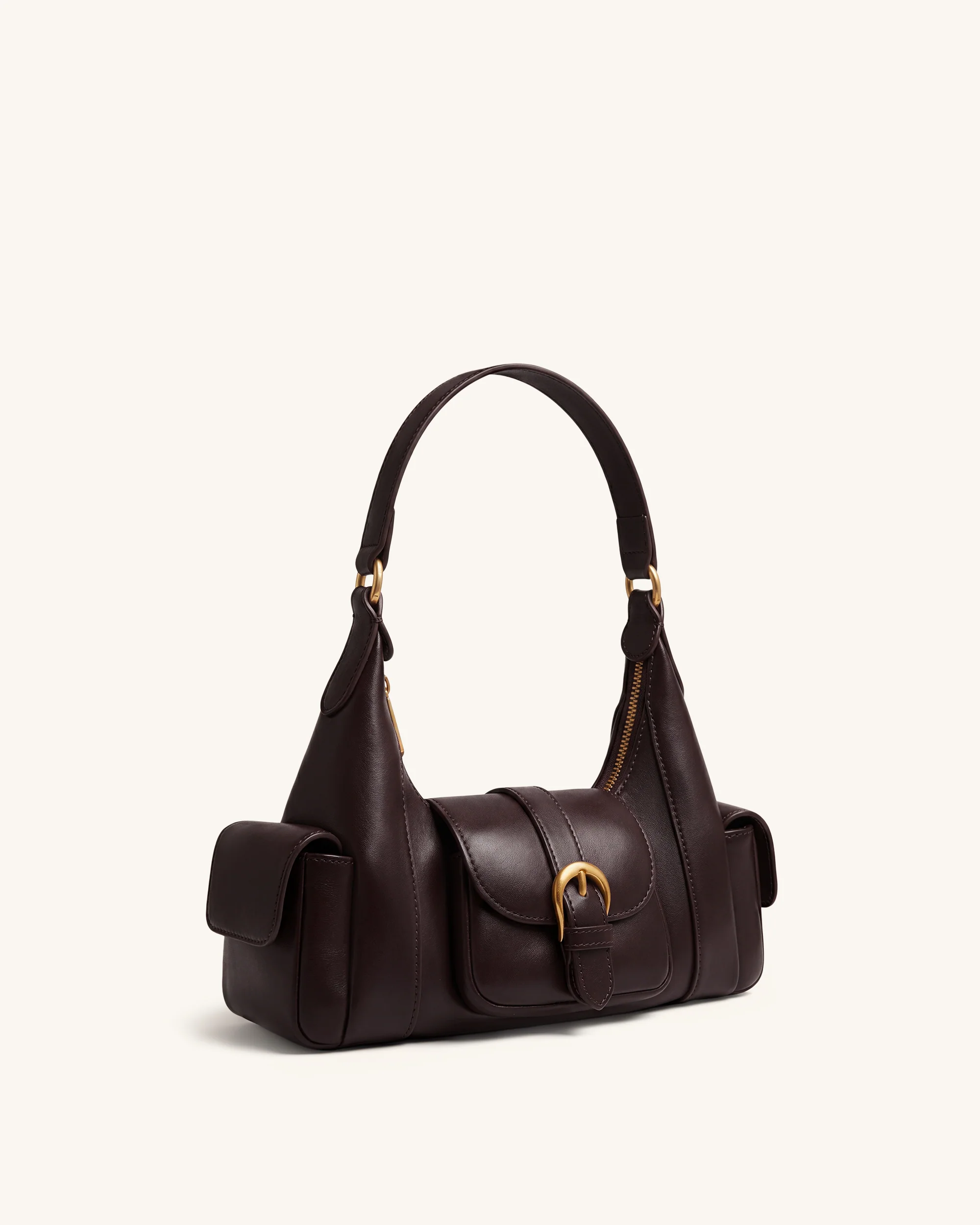 Estelle Pocket Shoulder Bag - Dark Brown