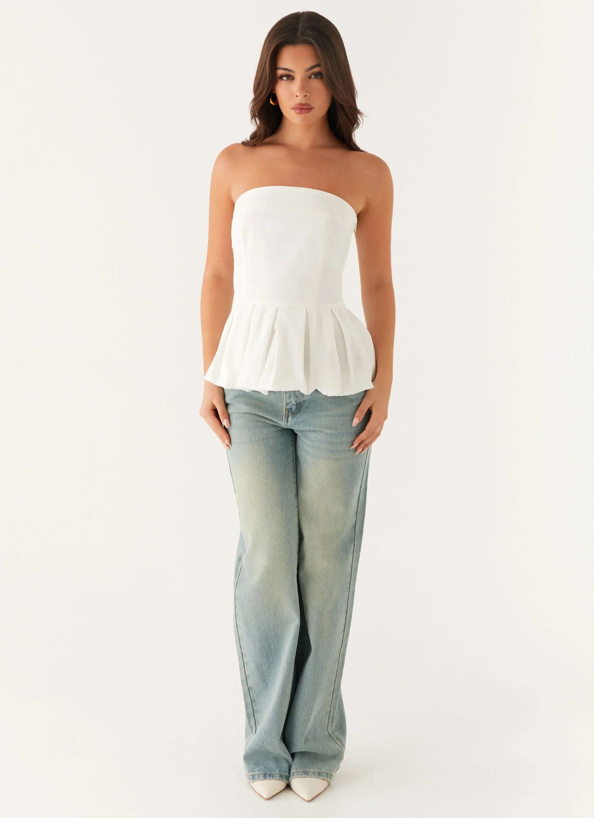 Ellen Bubble Hem Top - Ivory
