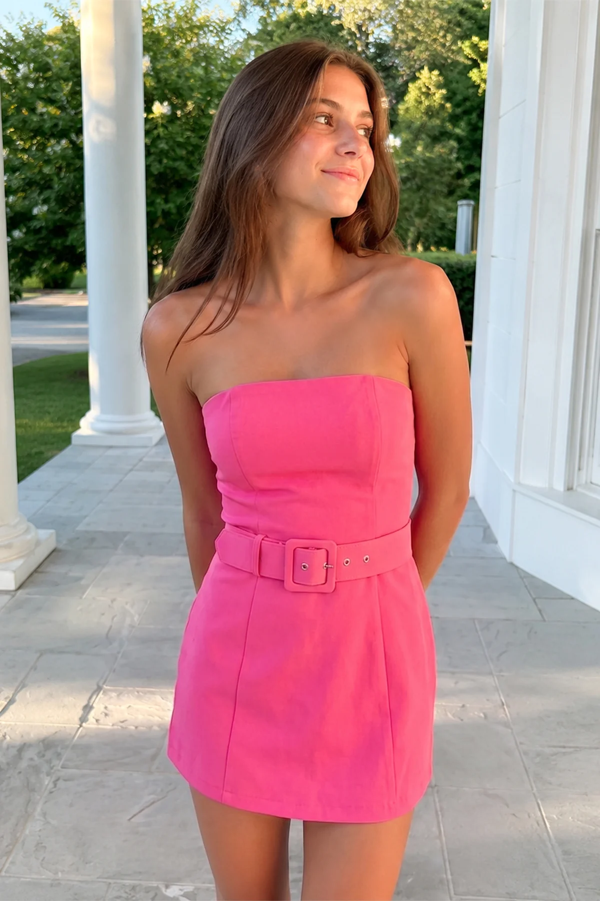 Aqua Strapless Sheath Satin Homecoming Dress with Belt