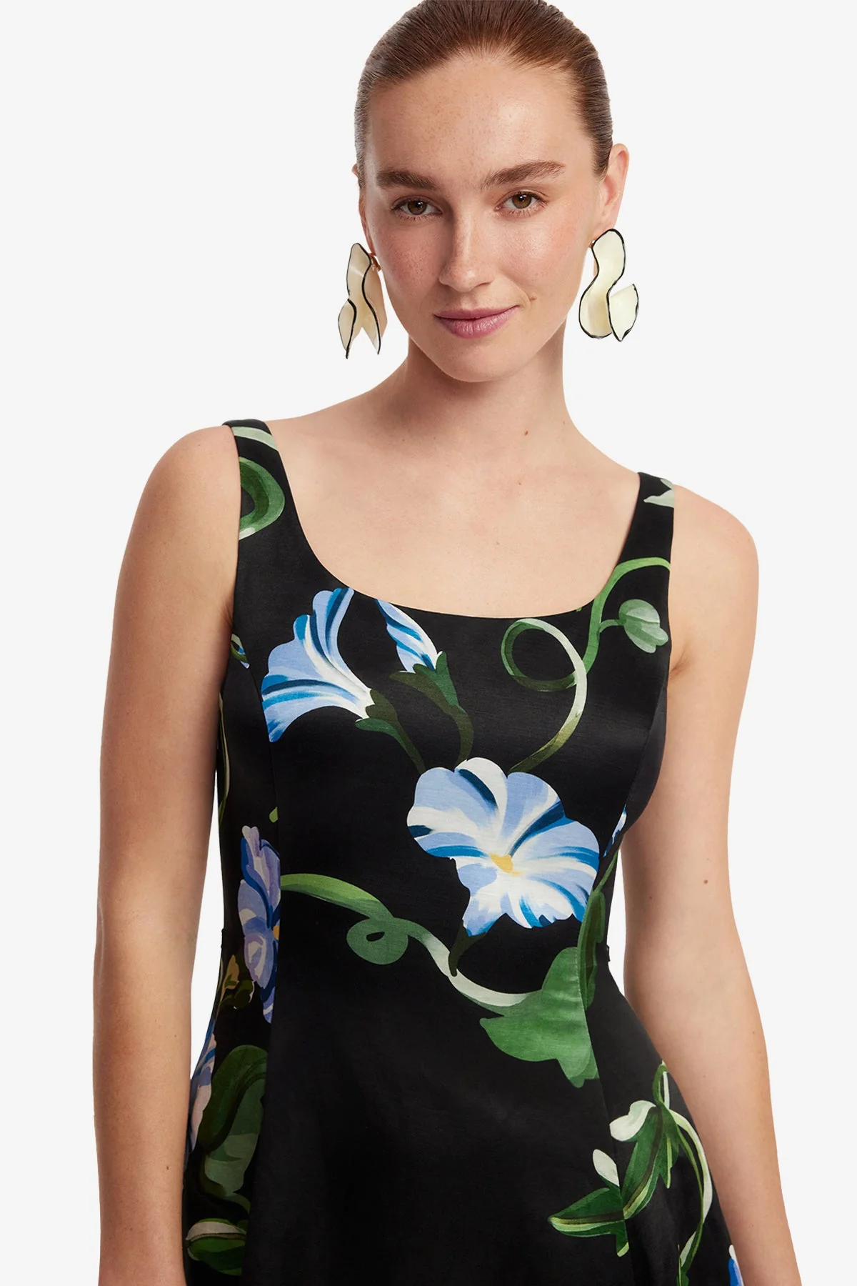 Serafina Appliqué Maxi Dress - Vine Print in Ebony