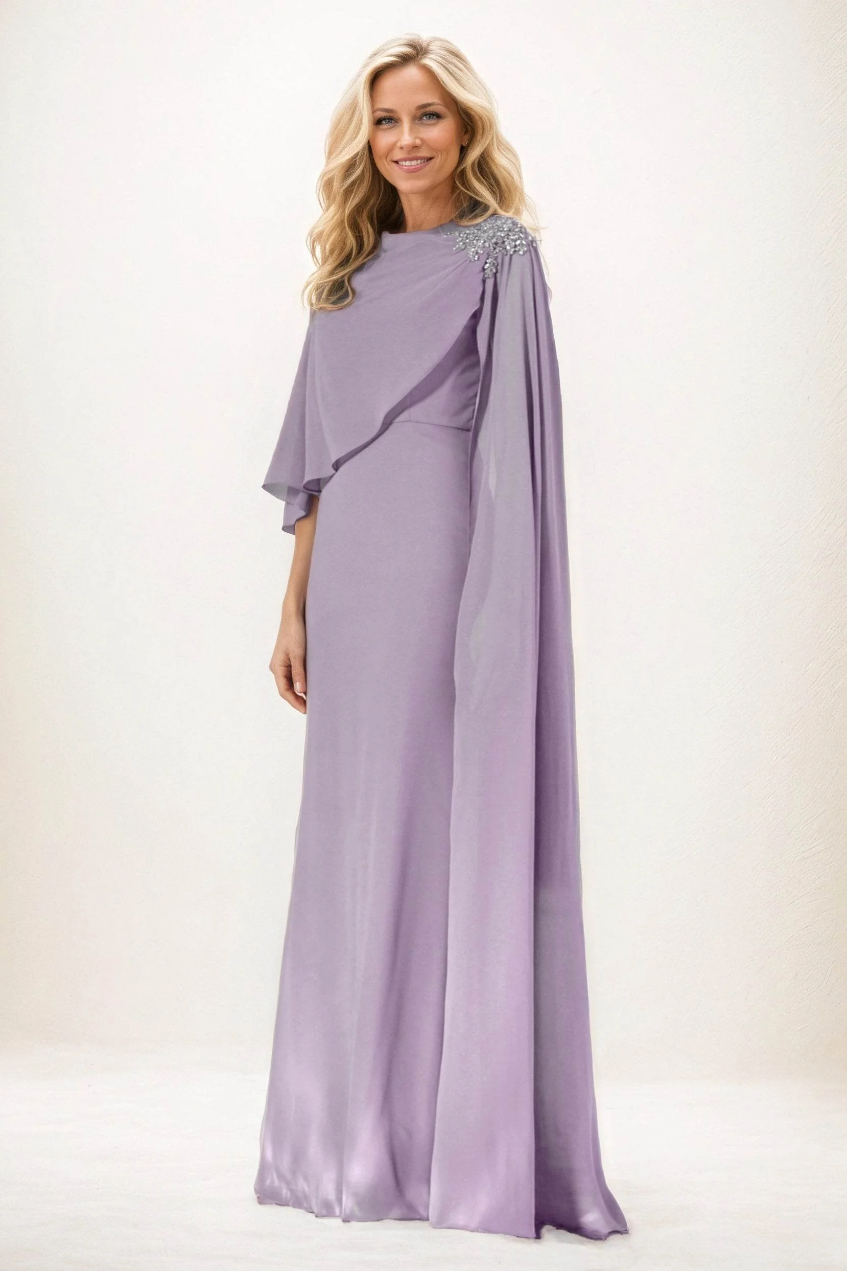 Sheath-Column Maxi Chiffon Mother of the Bride Dresses CM0388