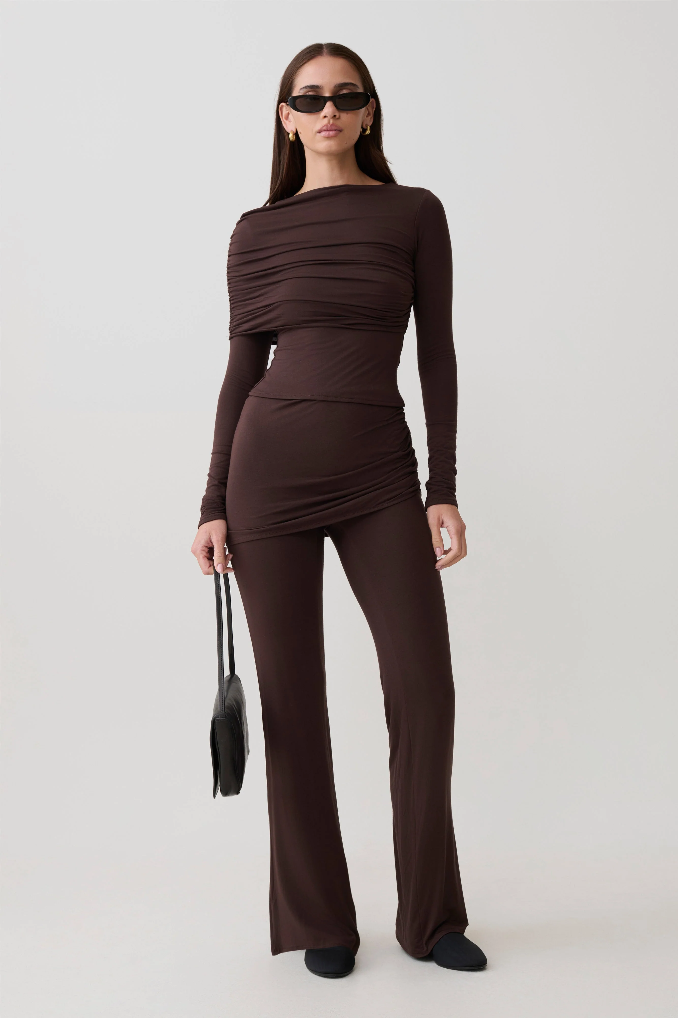 Keaton Modal Straight Leg Overlay Pant - Espresso
