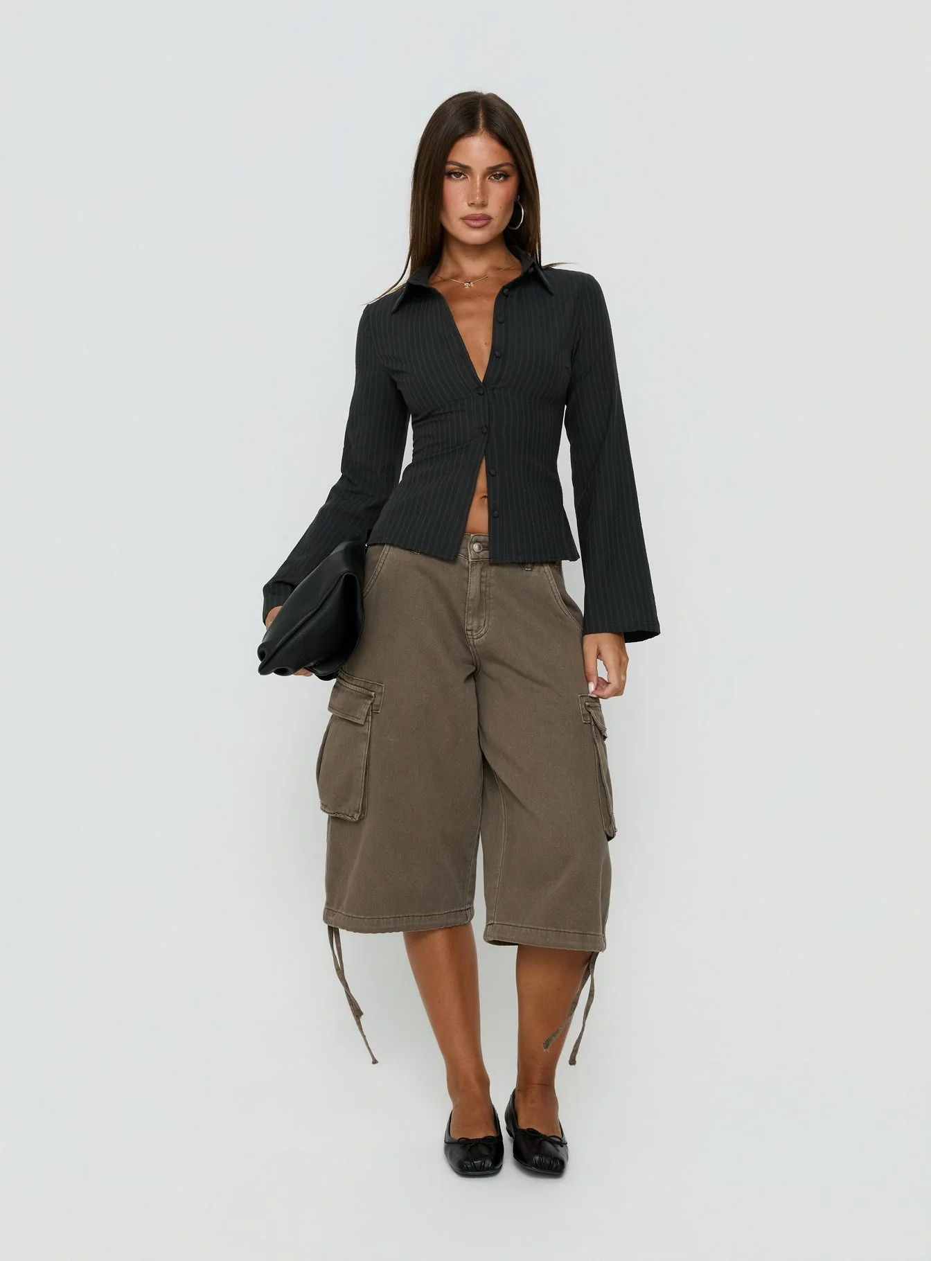Anni Pinstripe Shirt Black