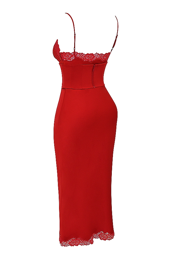 Red Rose Satin Slip Dress