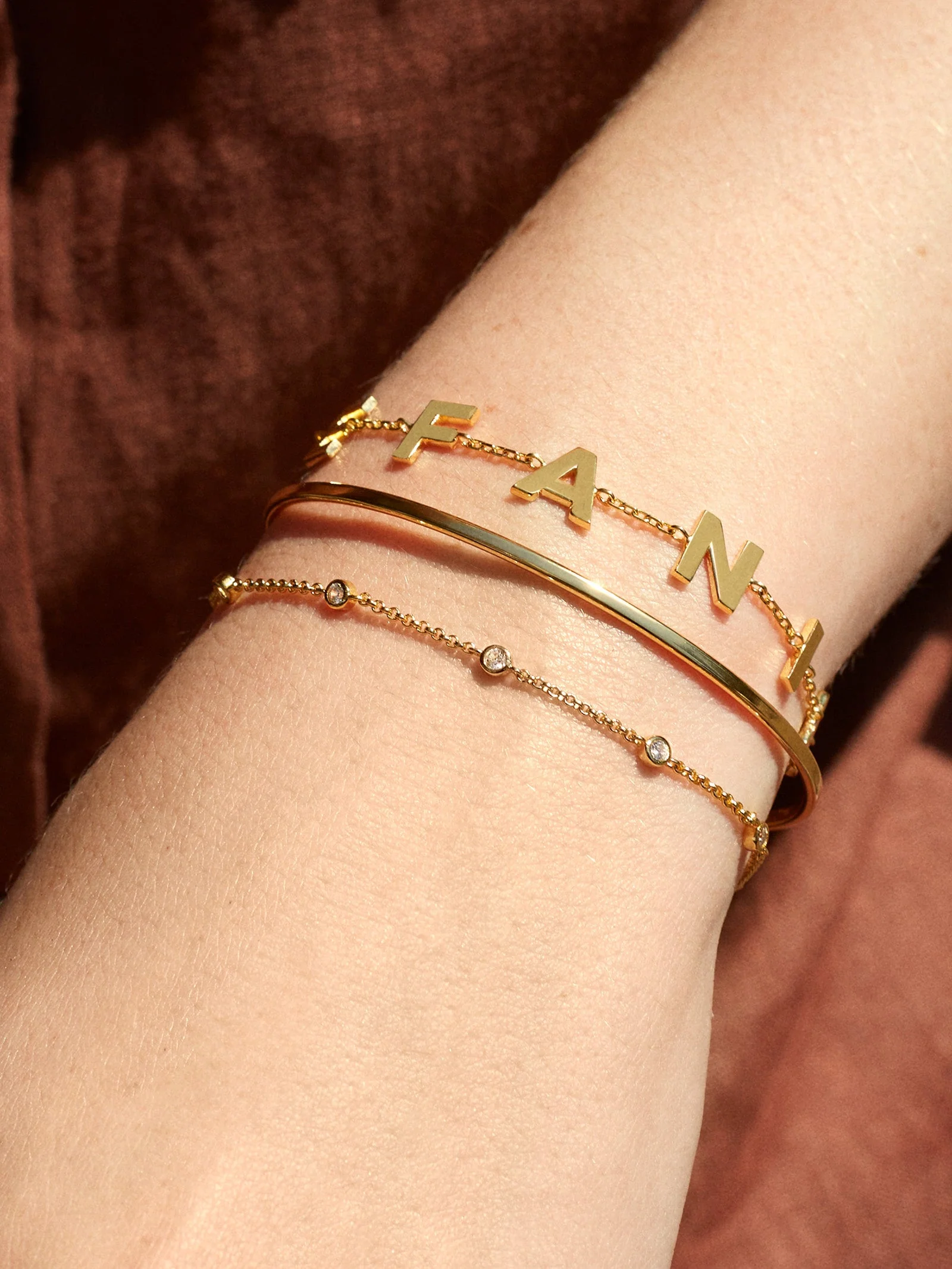 14K Gold Custom Spaced Letter Name Bracelet - 14K Gold
