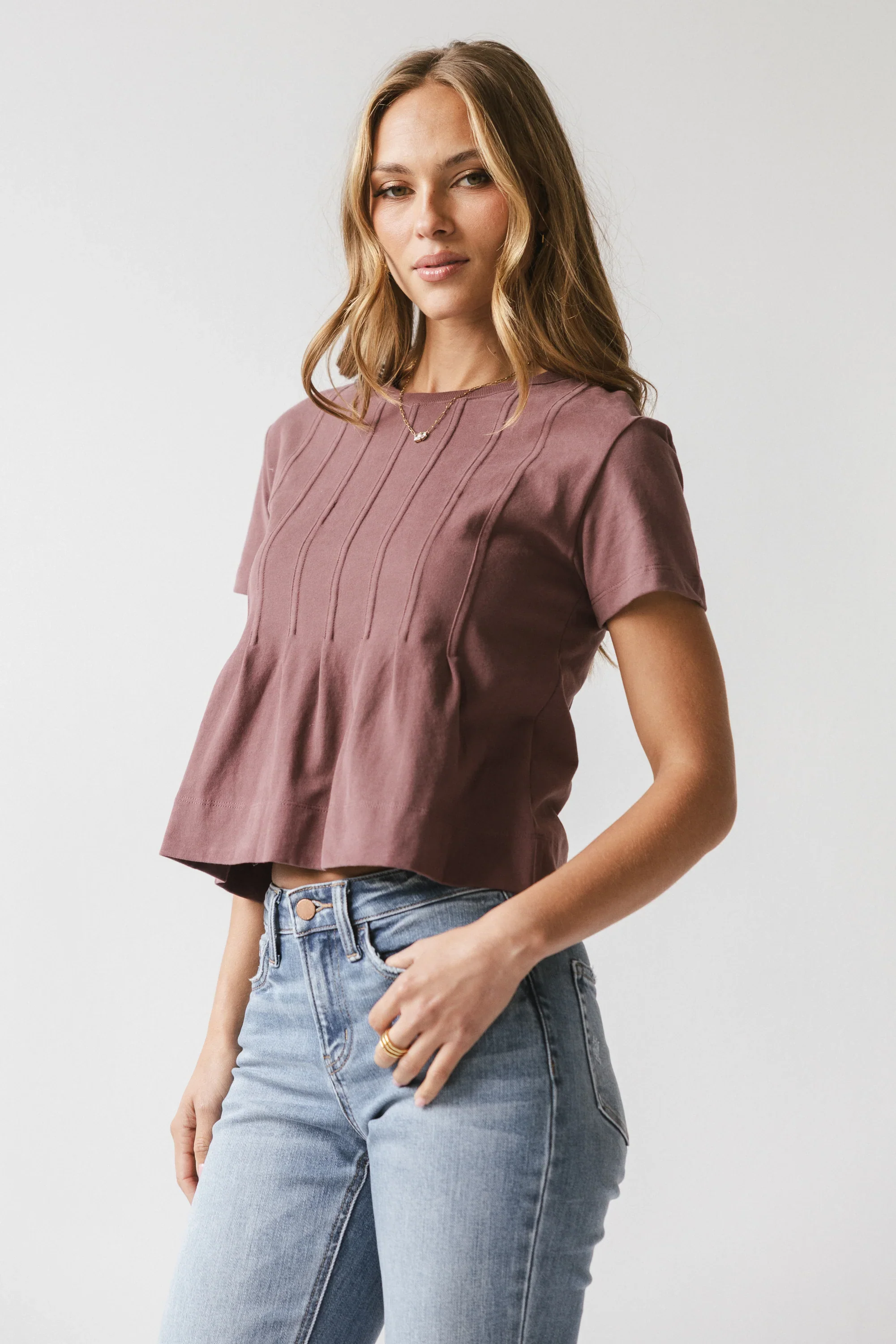 Cattelain Pleated Top in Plum