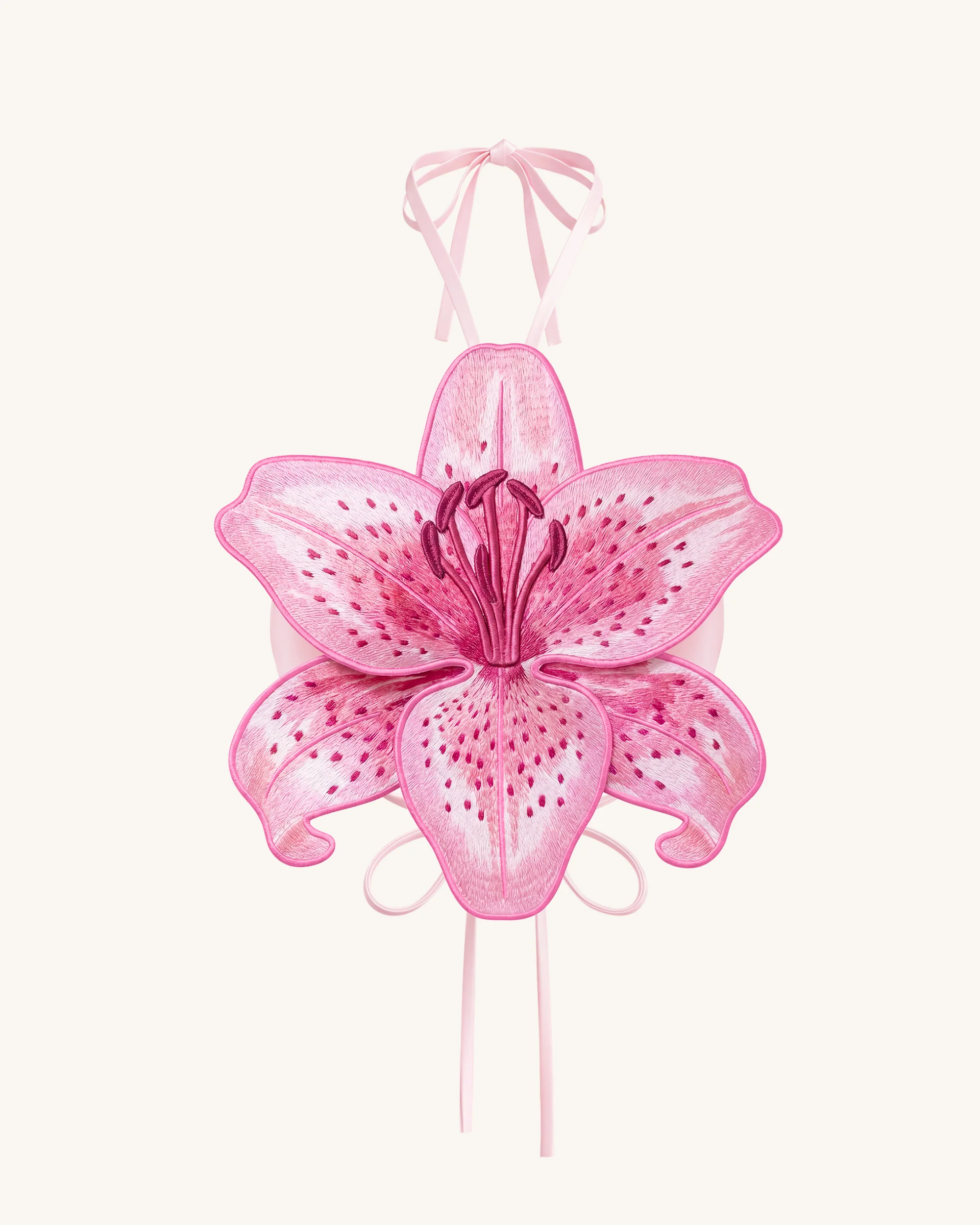 3D Lily Halter Crop Top - Pink
