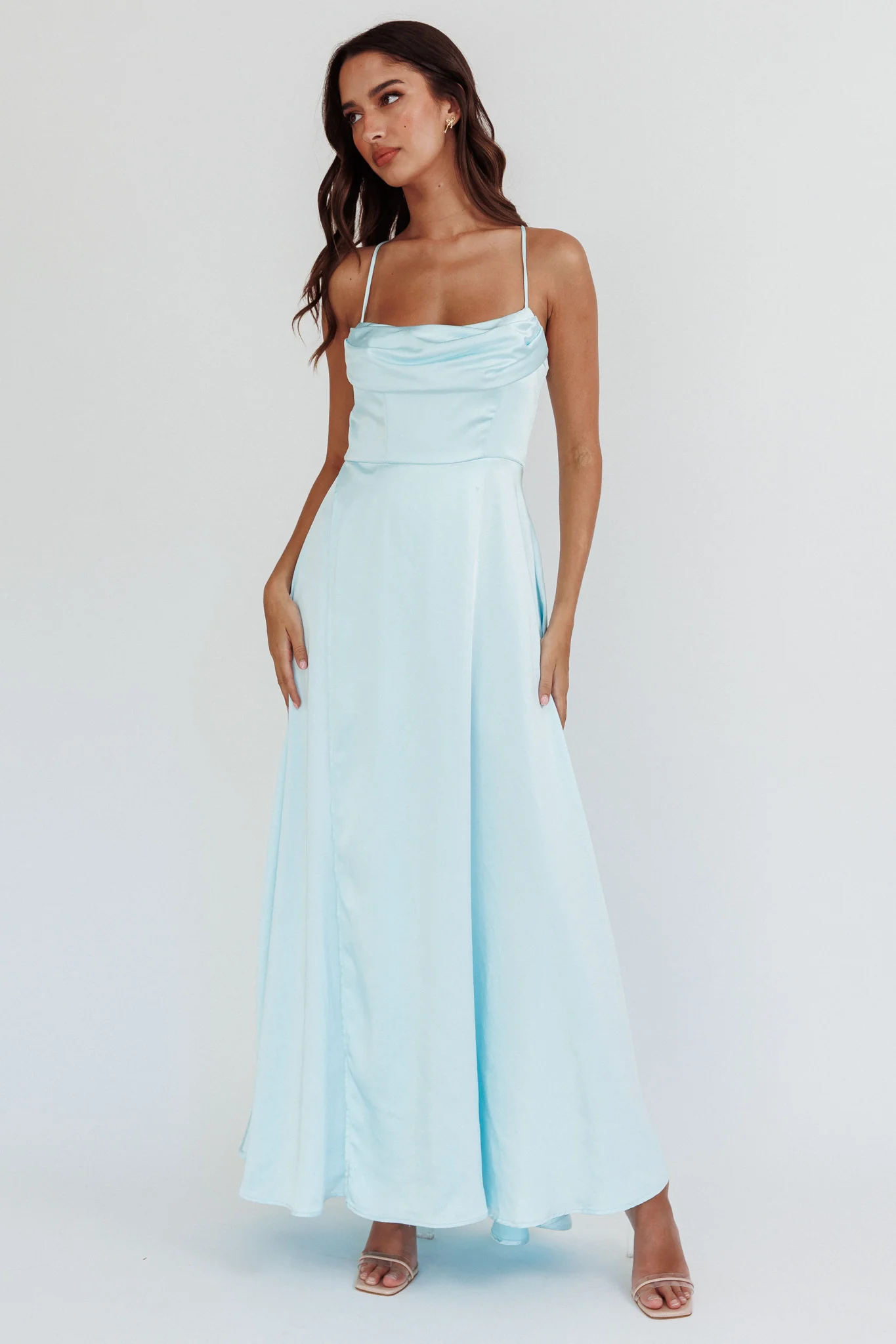 Inner Light Gathered Bust Split Maxi Dress Mint