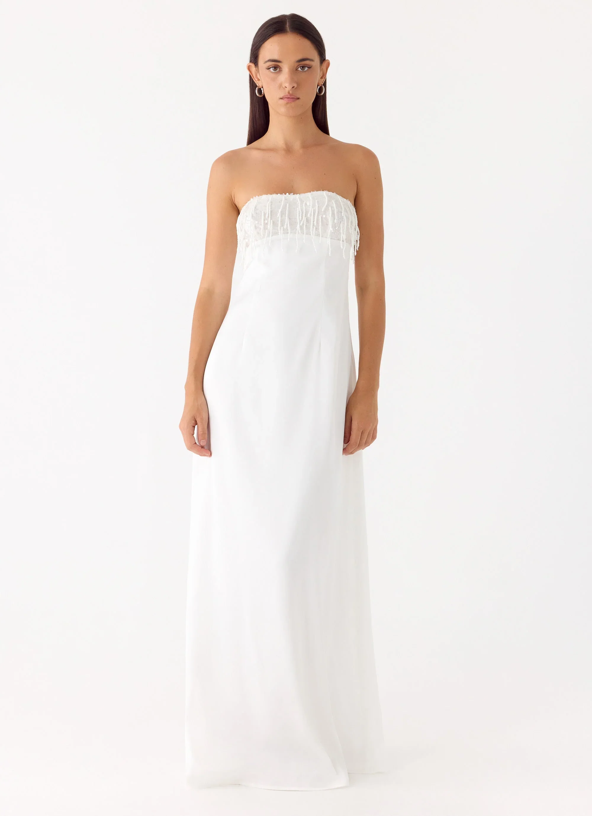 Miftie Beaded Sequin Maxi Dress - White
