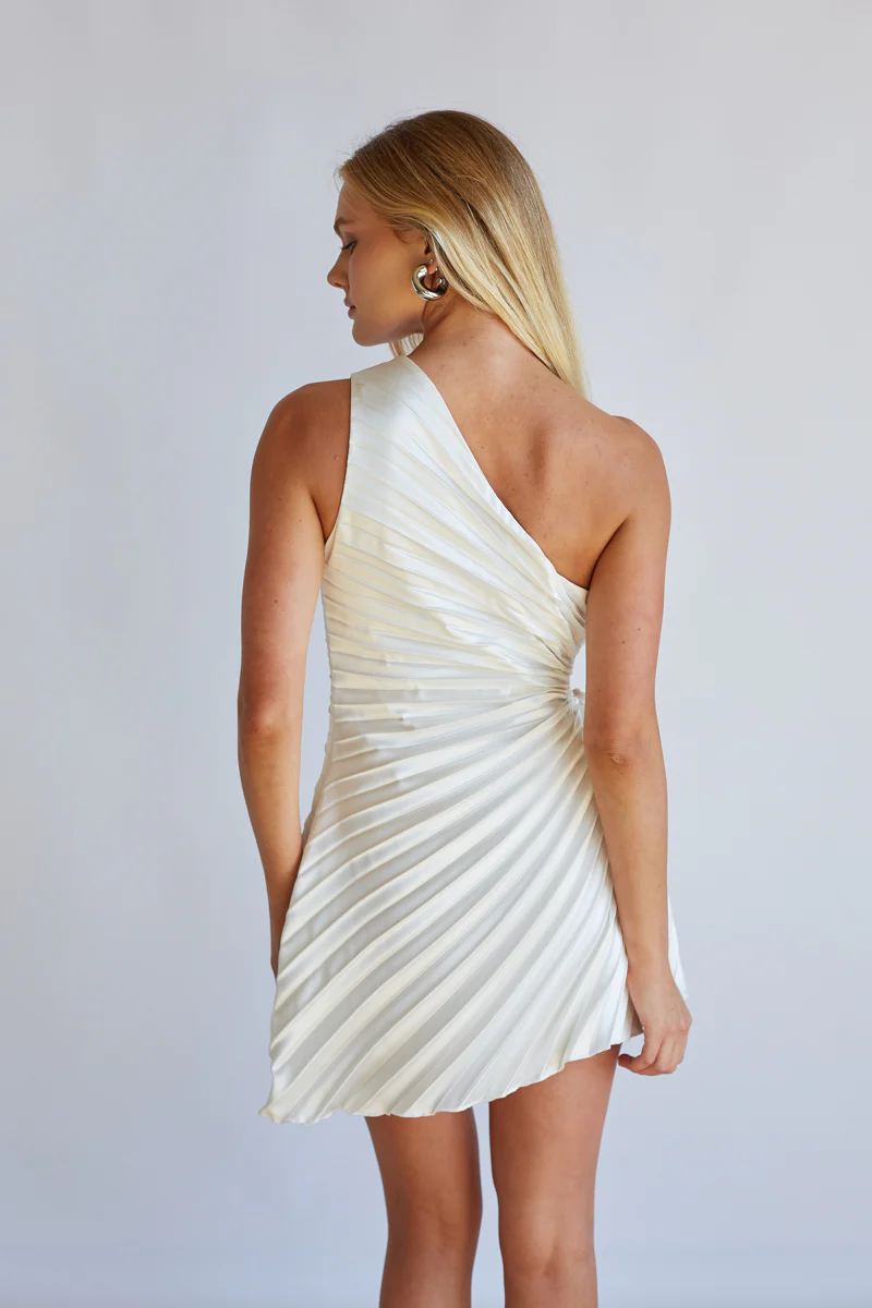 Carrie One Shoulder Plisse Mini Dress - luluinthesky