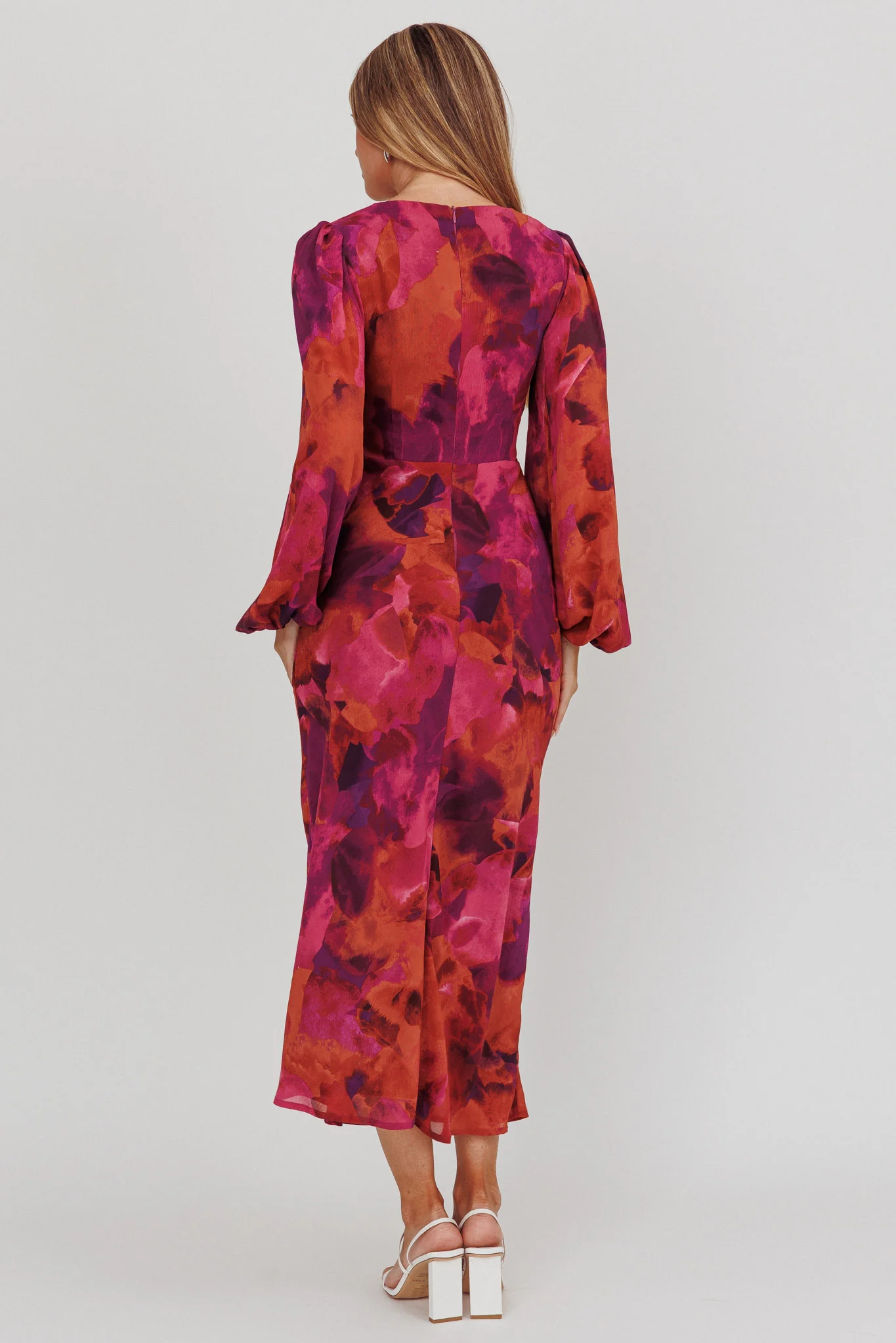 Aurora Dreams Cut-Out Waist Midi Dress Dark Rose