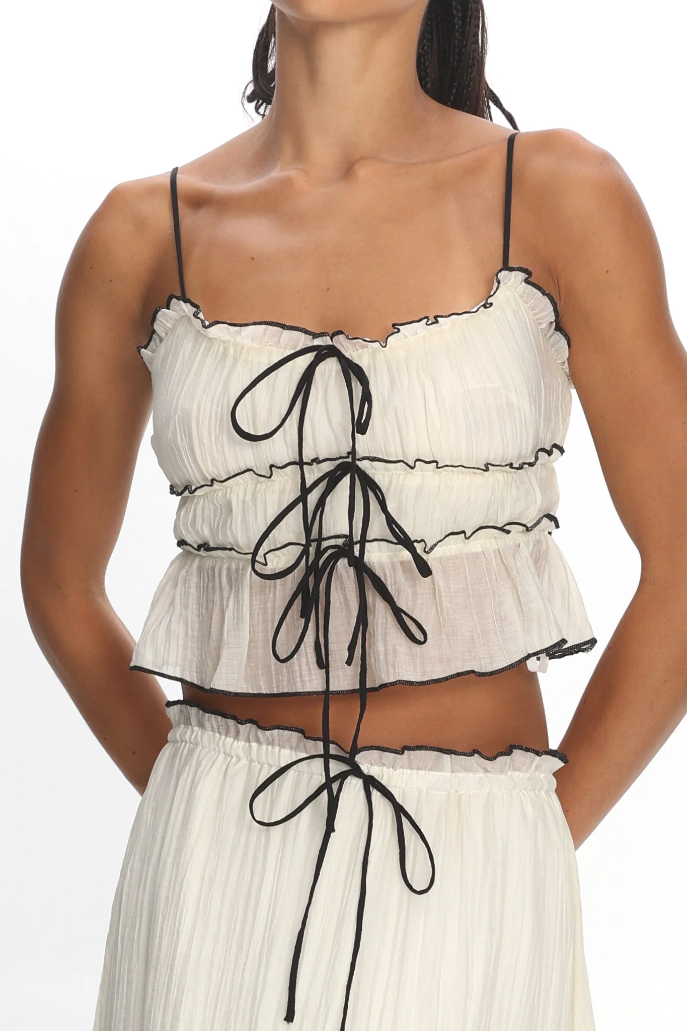 Maidens Tie Detail Overlock Top Cream