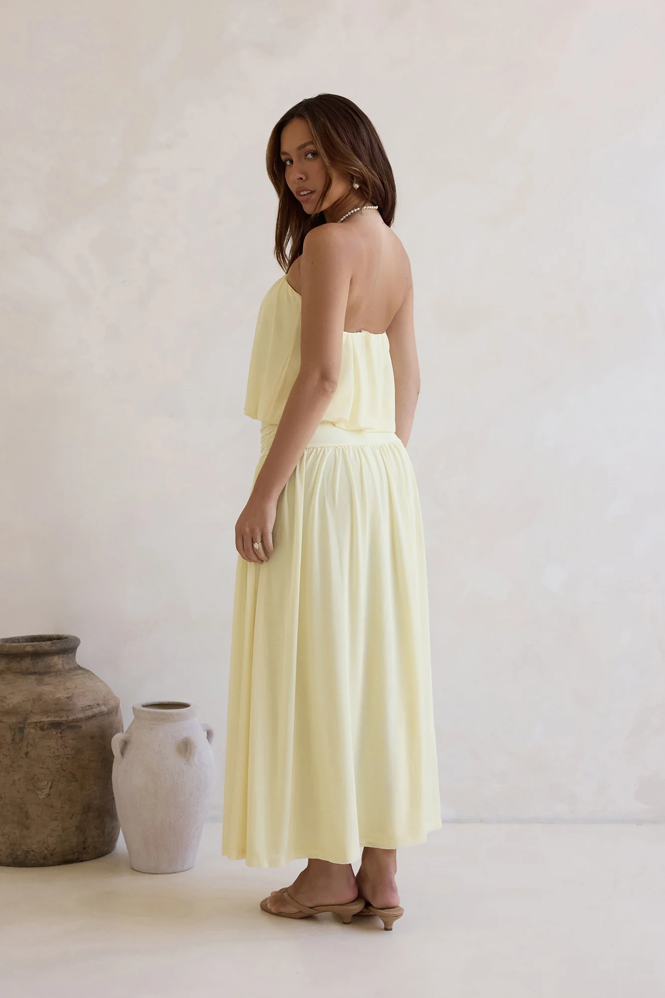 Calling Me Mesh Strapless Maxi Dress Yellow - luluinthesky