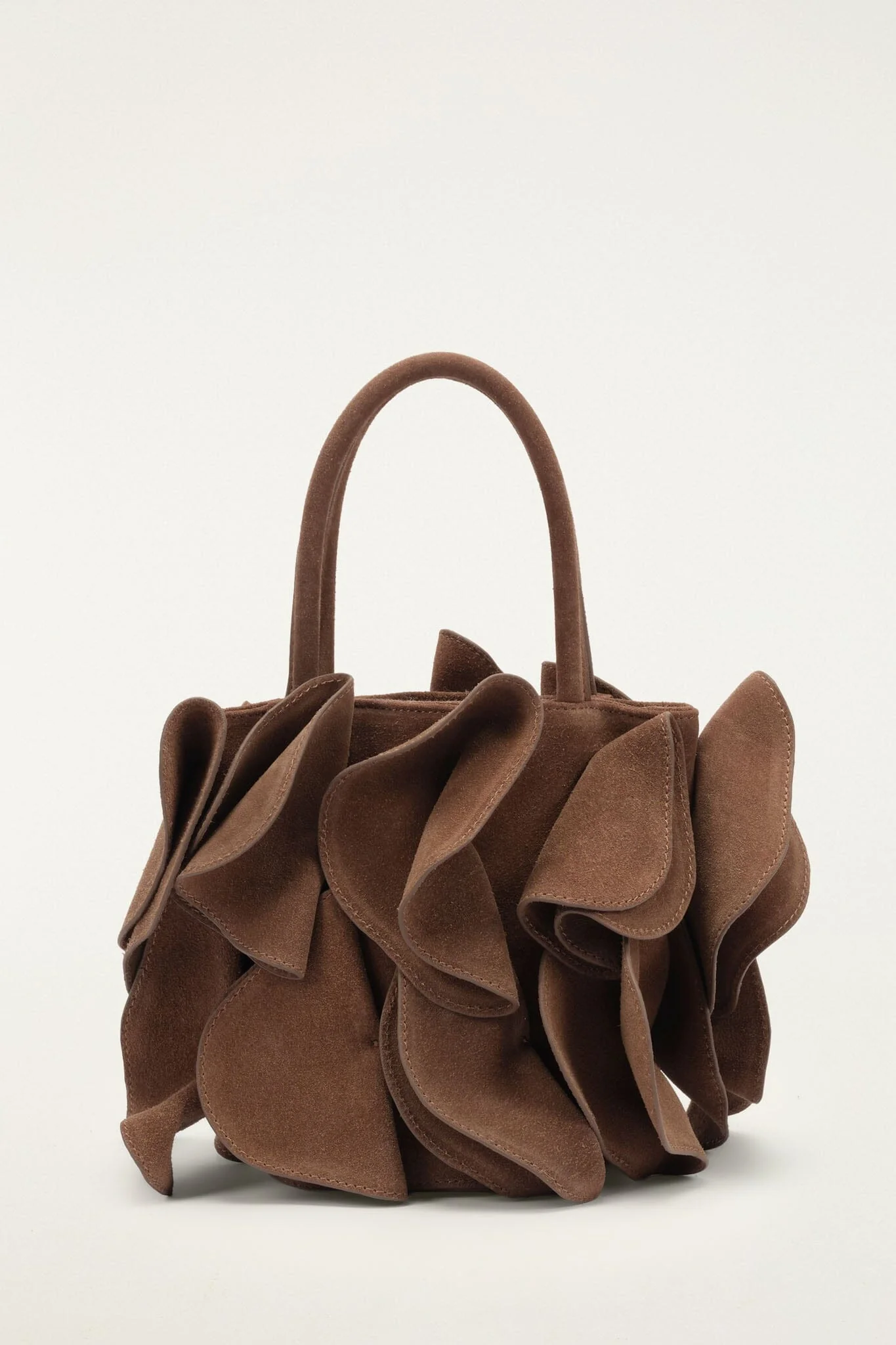 Brown Suede Flower Handbag