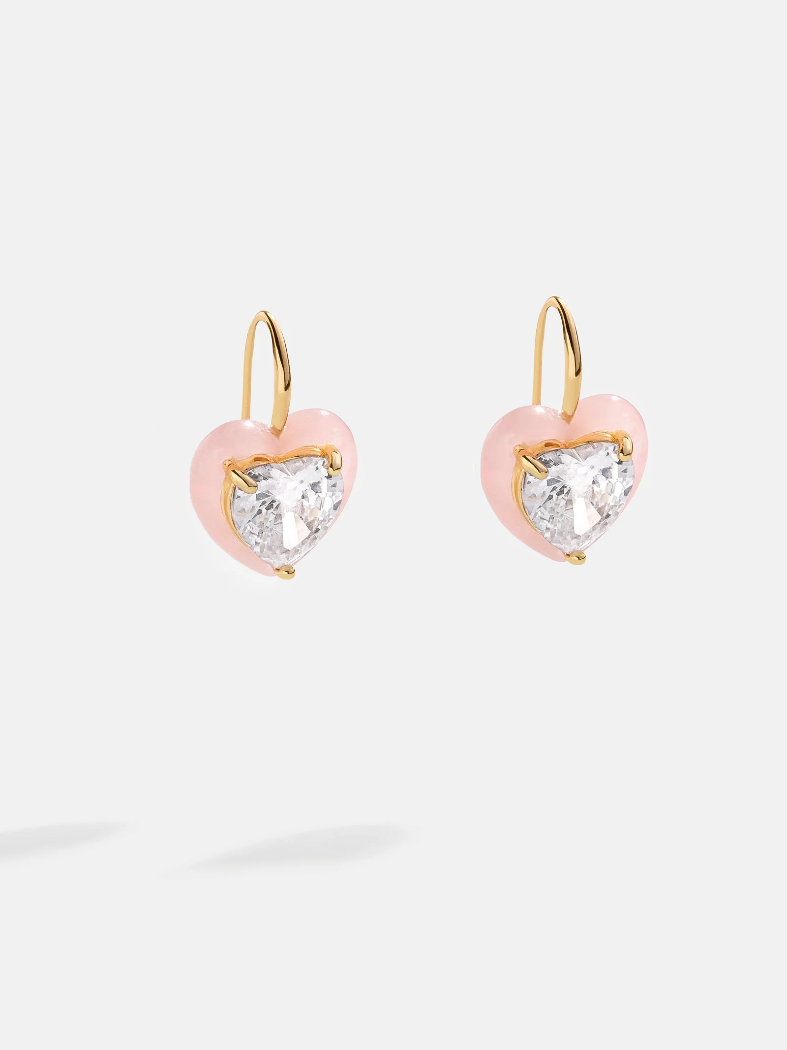 Alma Earrings - Jeweled Pink Heart Drop Earrings
