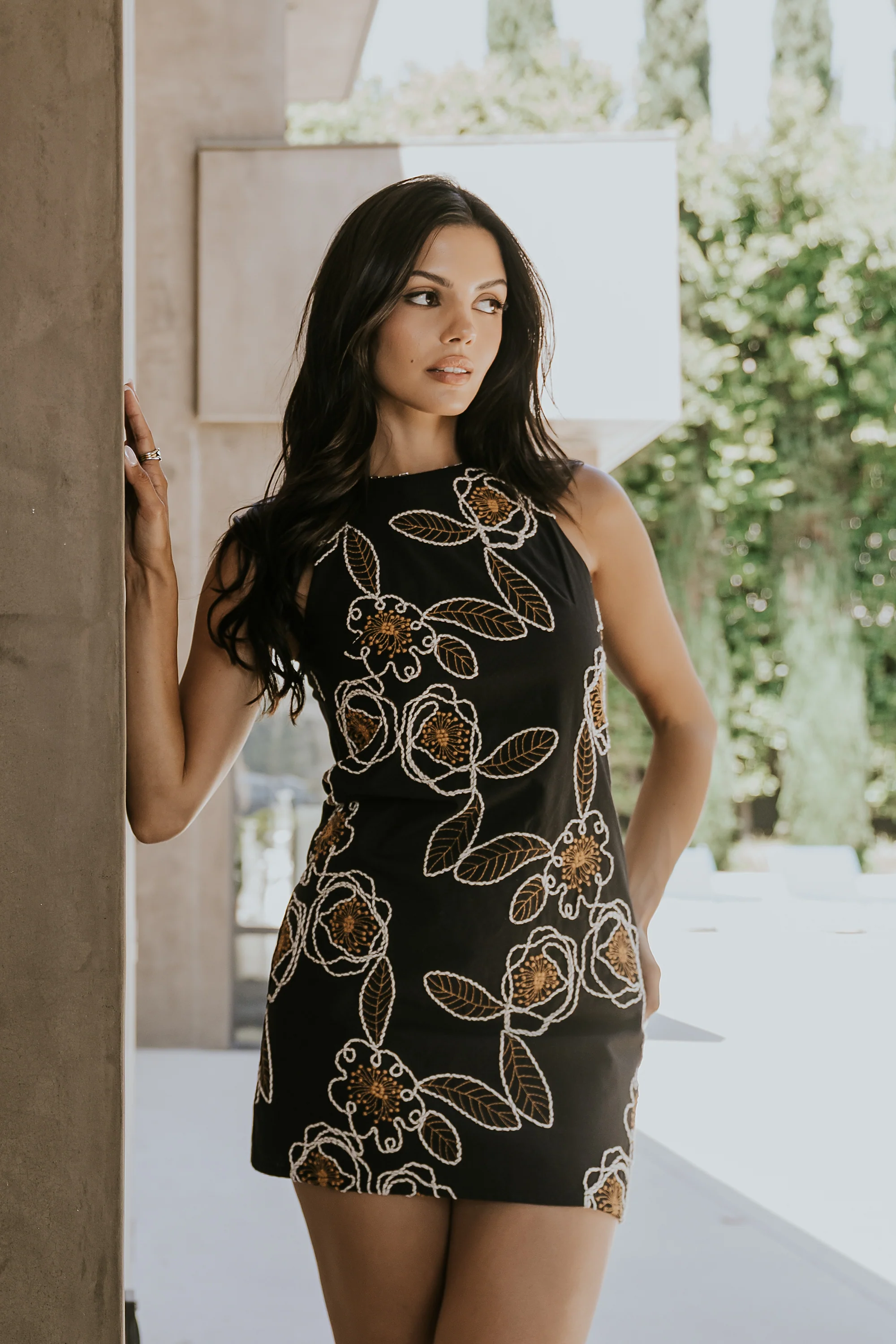 Malia Embroidered Mini Dress