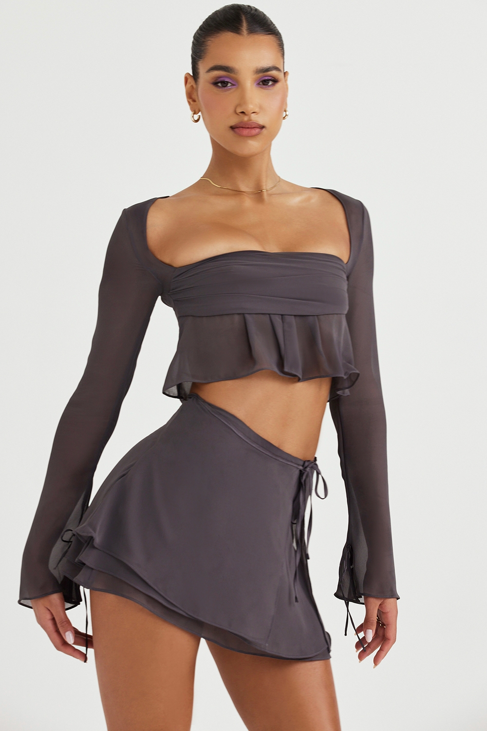 shadow long sleeve floaty top