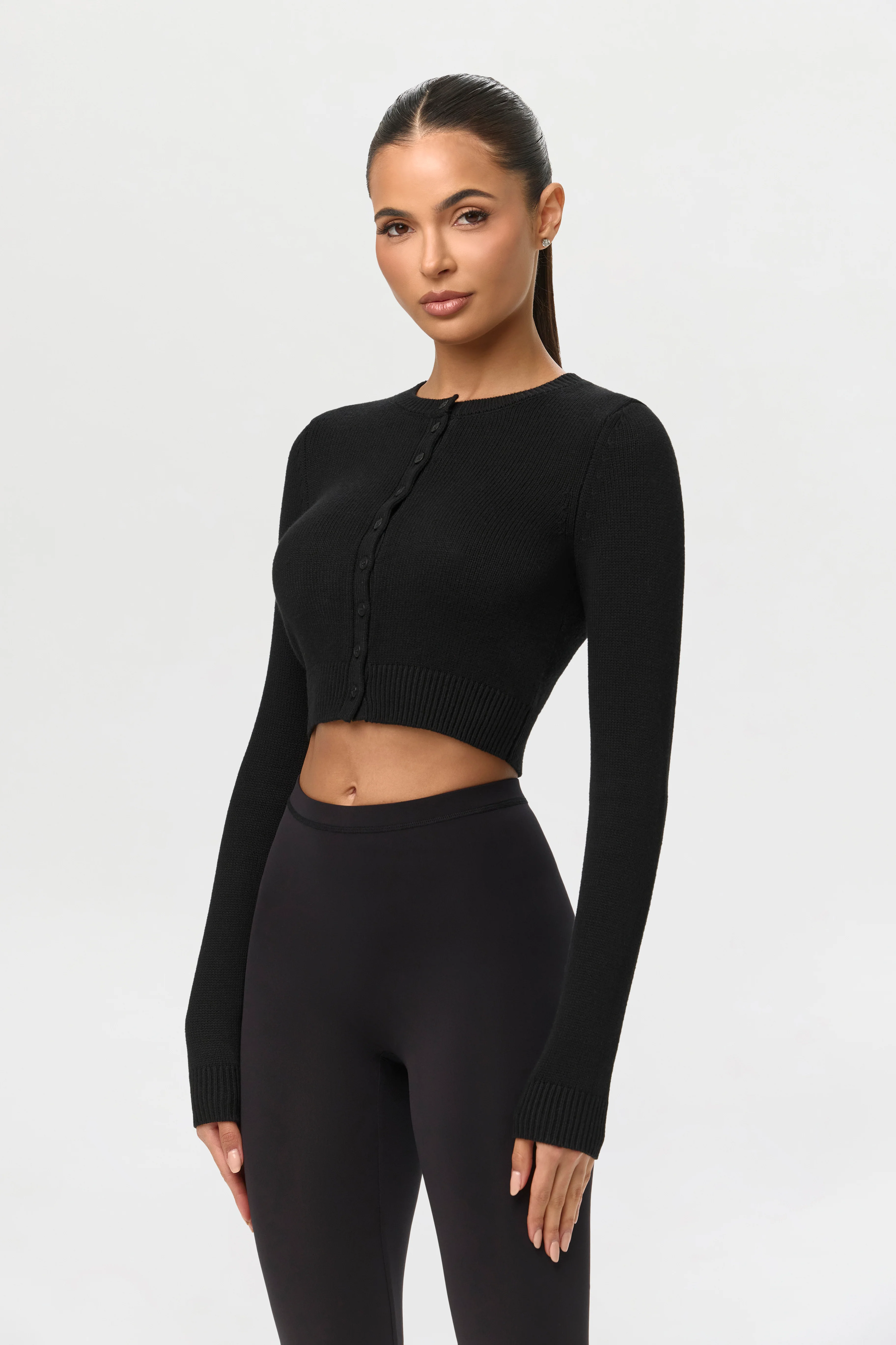 Knit Cropped Cardigan Top