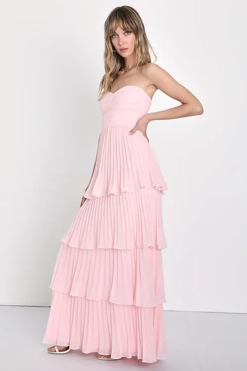 Seriously Sensational Black Strapless Tiered Maxi Dress