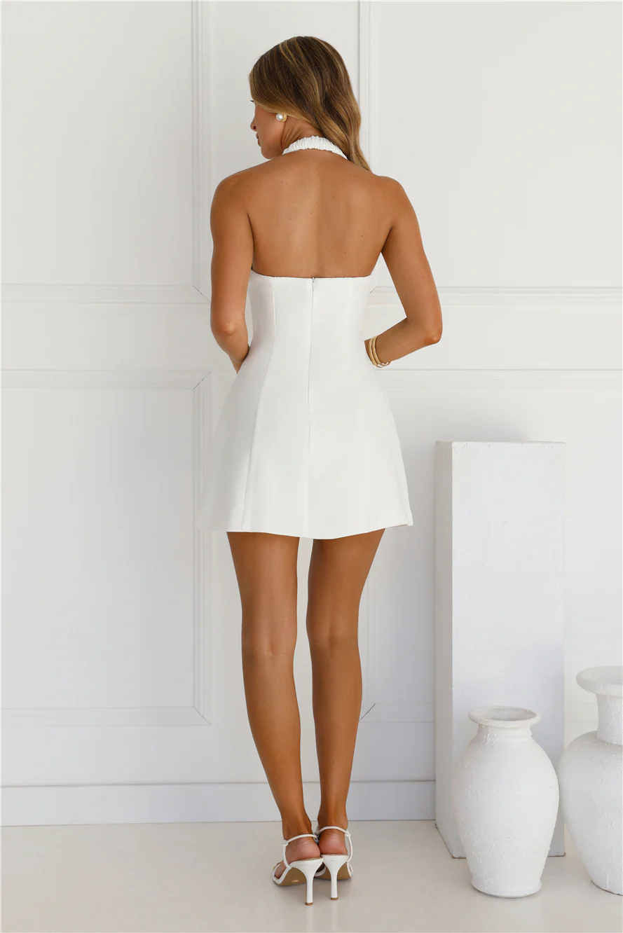 Successful Thoughts Halter Mini Dress White - luluinthesky