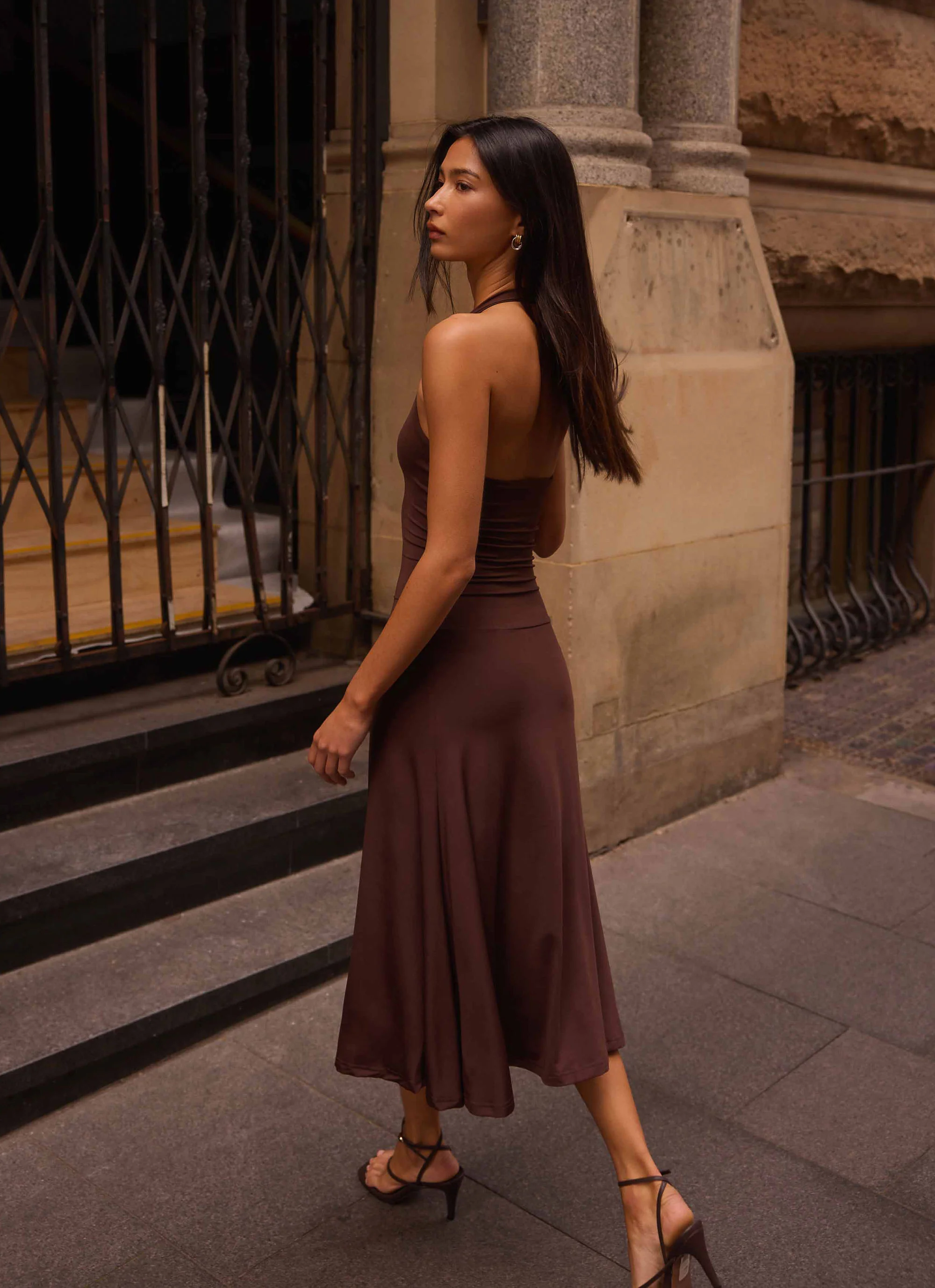 Klyne Midi Dress - Chocolate
